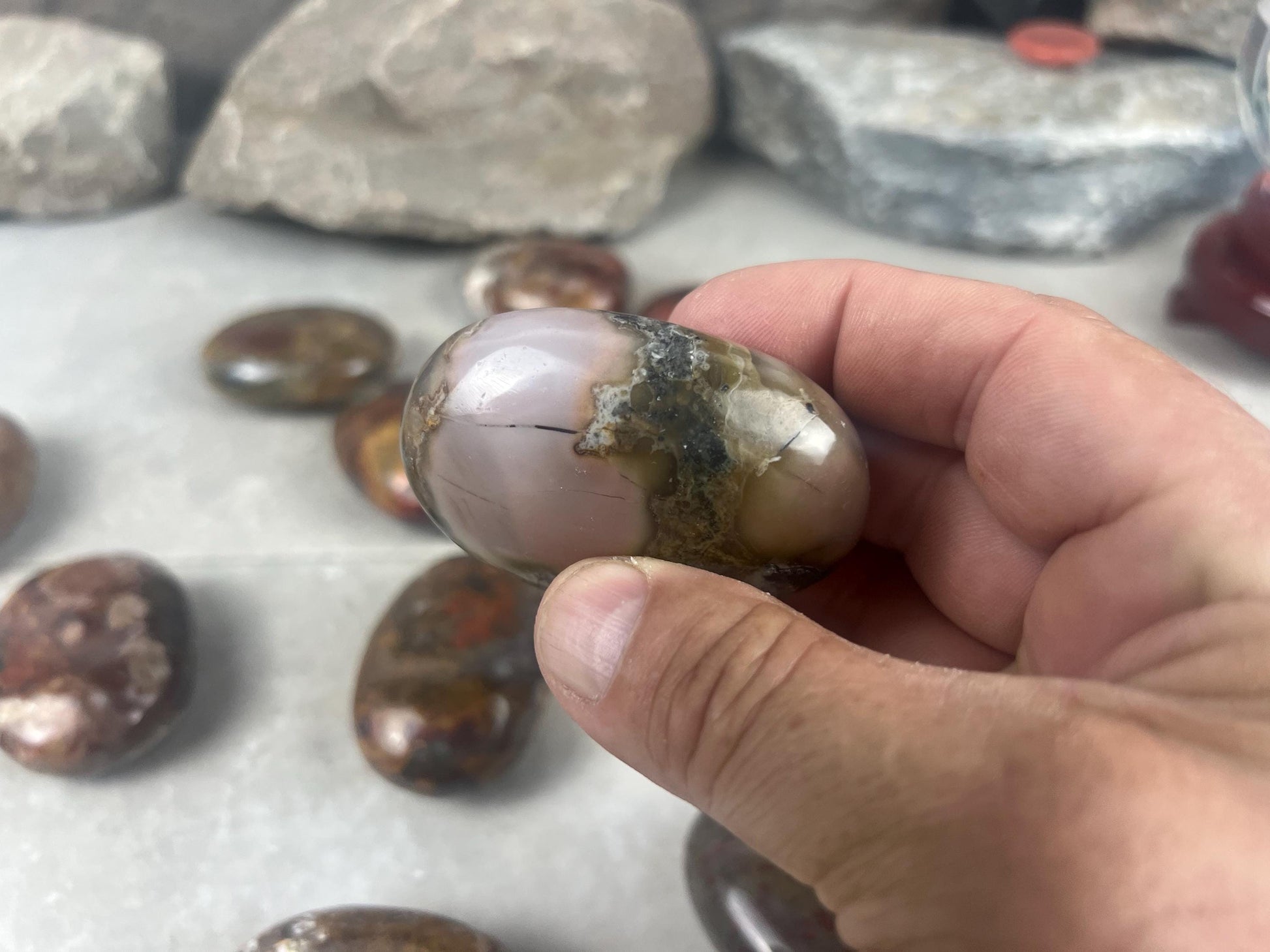 Gujarat India Sea Jasper Palm Stone: Polished Crystal Worry Stone