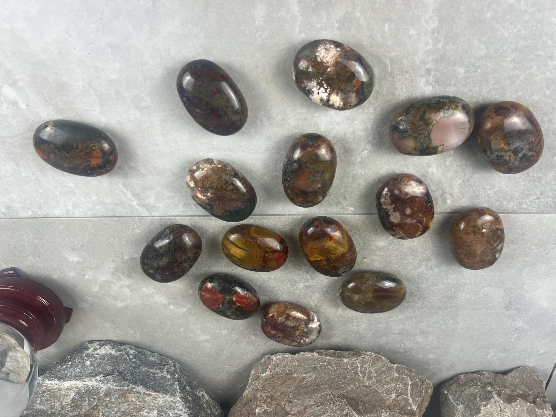 Gujarat India Sea Jasper Palm Stone: Polished Crystal Worry Stone