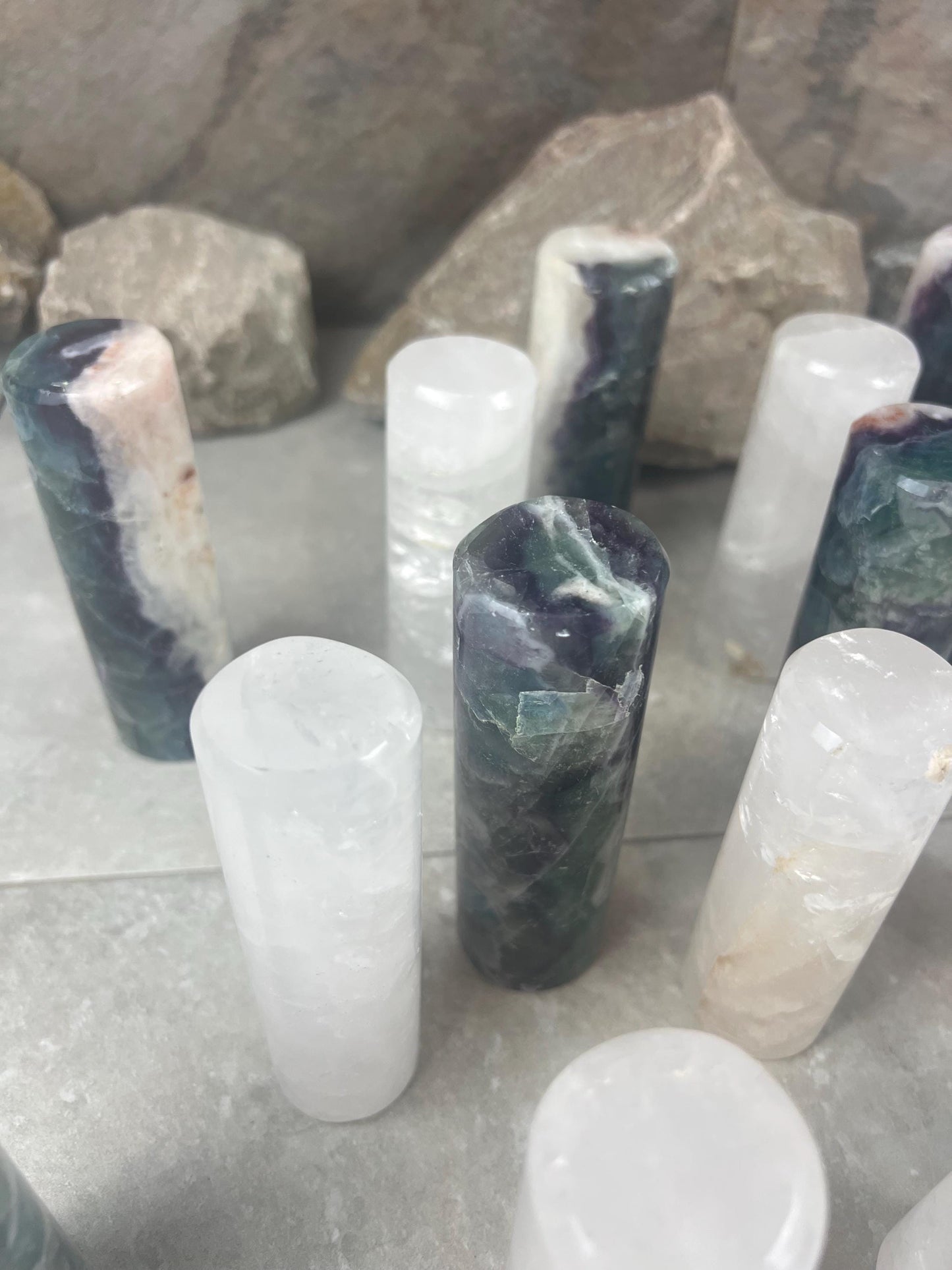 Chihuahua Mexico Rainbow Fluorite Crystal Rods for Focus Anxiety Meditation Christmas Polished Birthday Gift