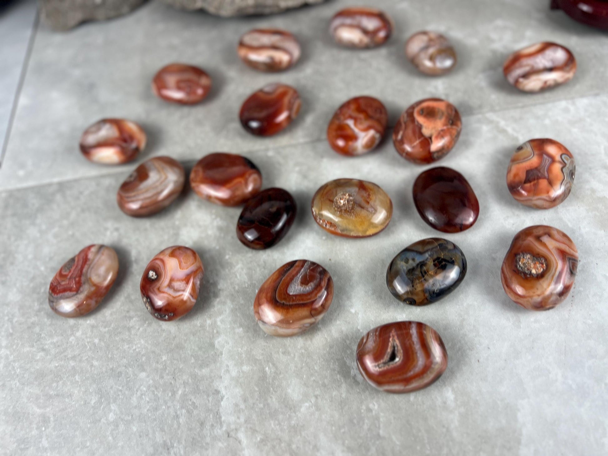 Red Jhama Agate Palm Stone: Anxiety Relief Healing Crystal