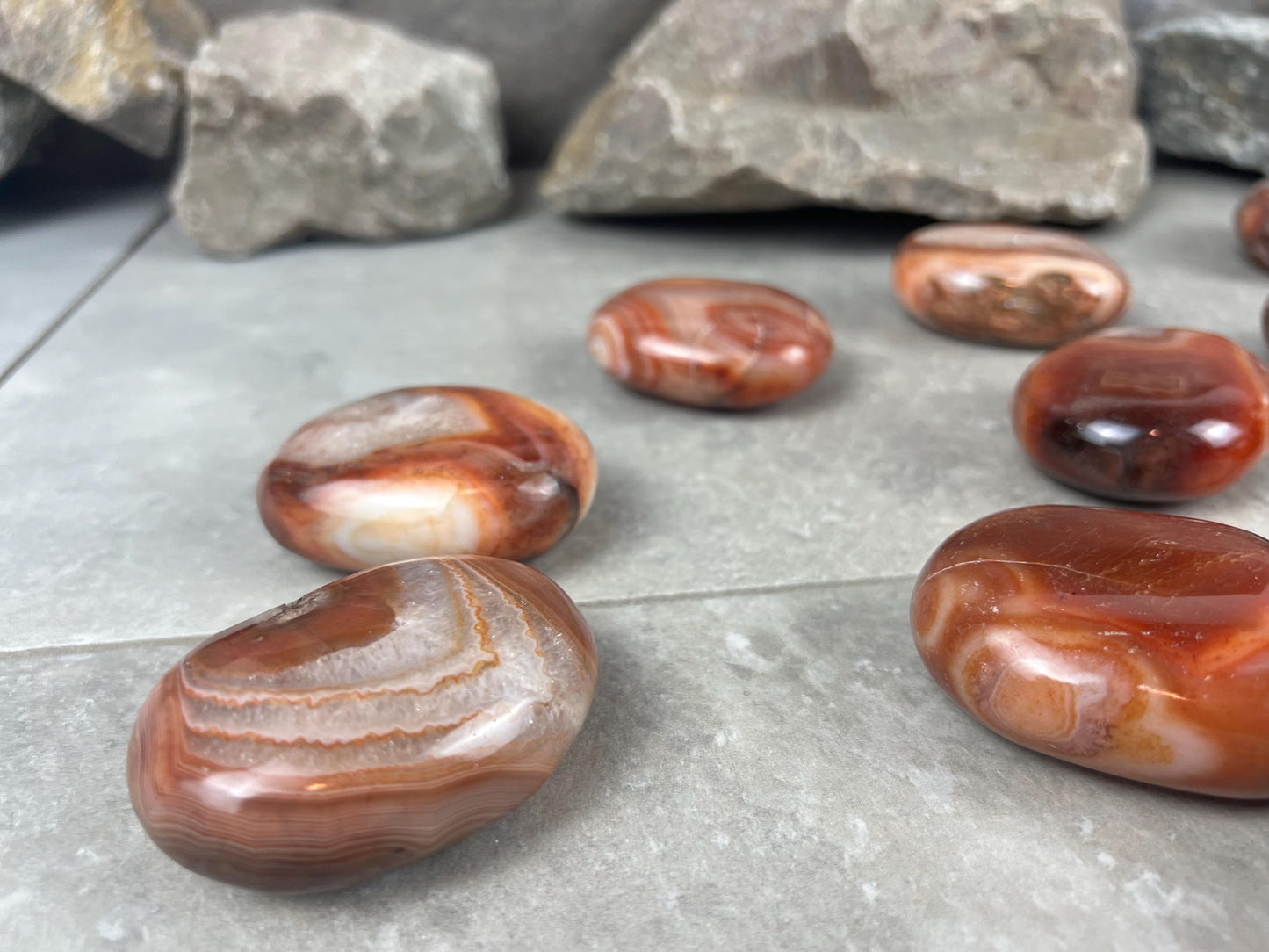 Red Jhama Agate Palm Stone: Anxiety Relief Healing Crystal