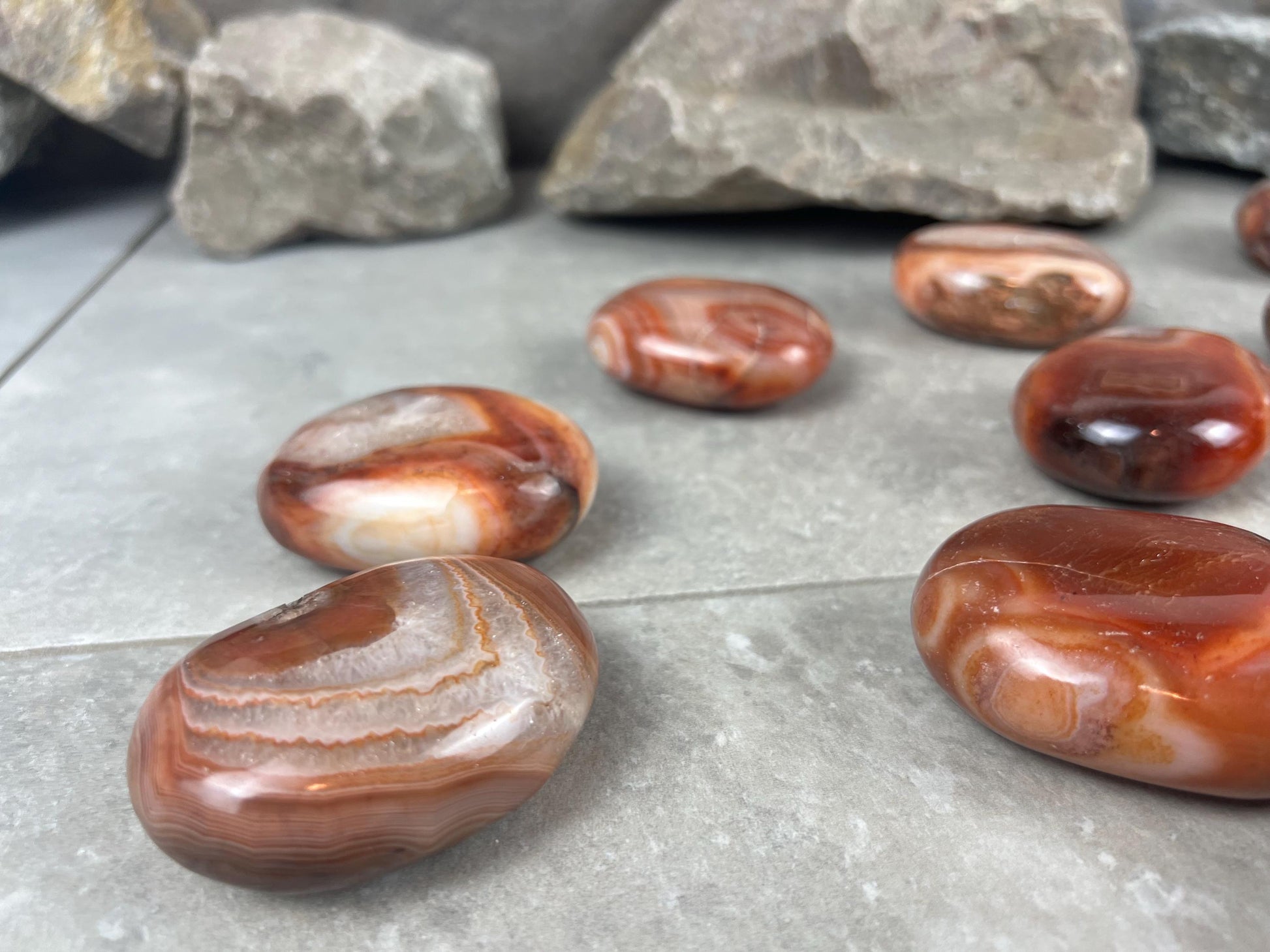 Red Jhama Agate Palm Stone: Anxiety Relief Healing Crystal