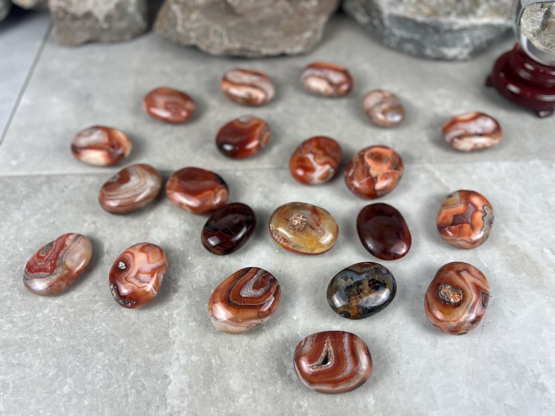 Red Jhama Agate Palm Stone: Anxiety Relief Healing Crystal