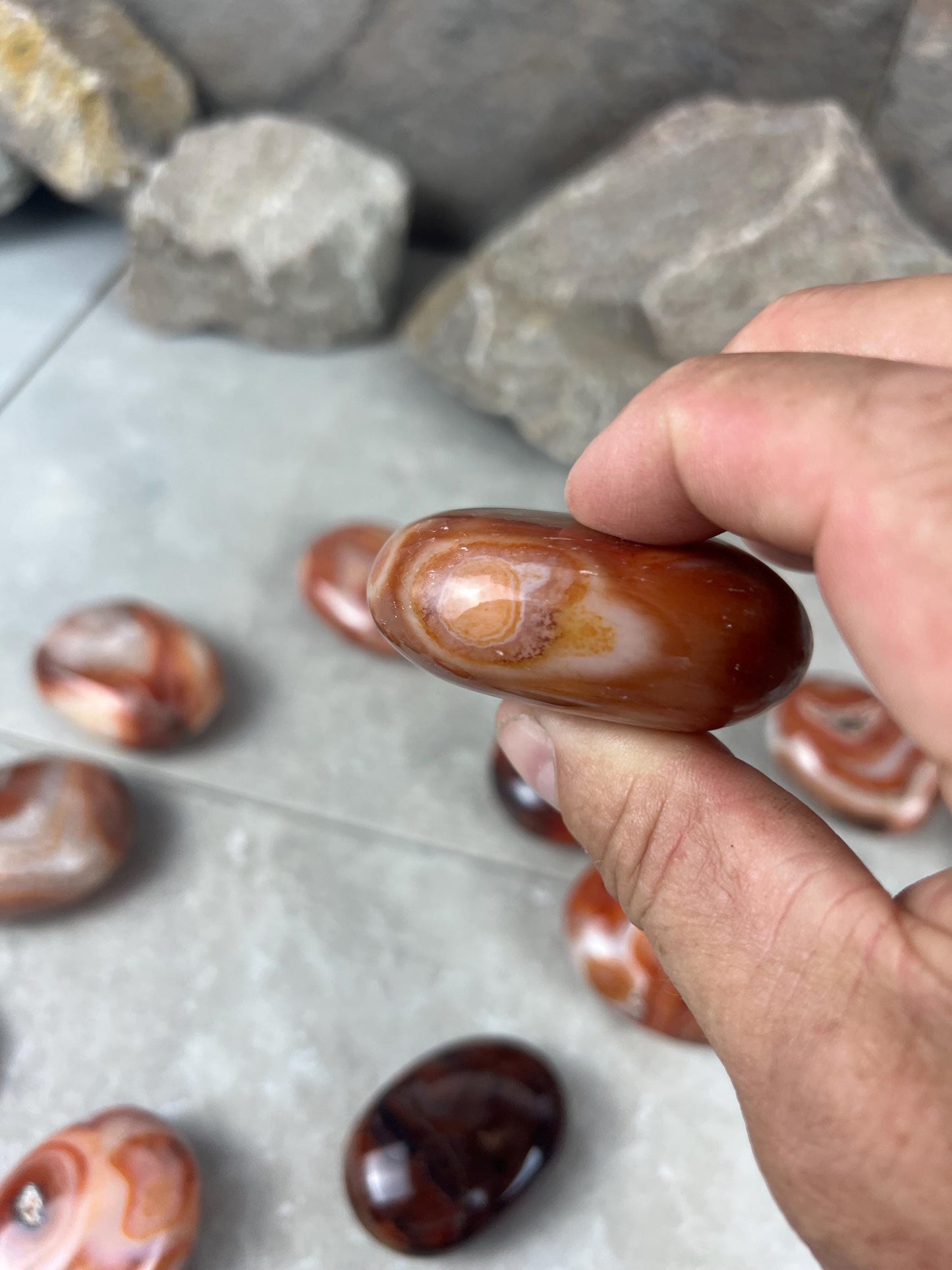 Red Jhama Agate Palm Stone: Anxiety Relief Healing Crystal