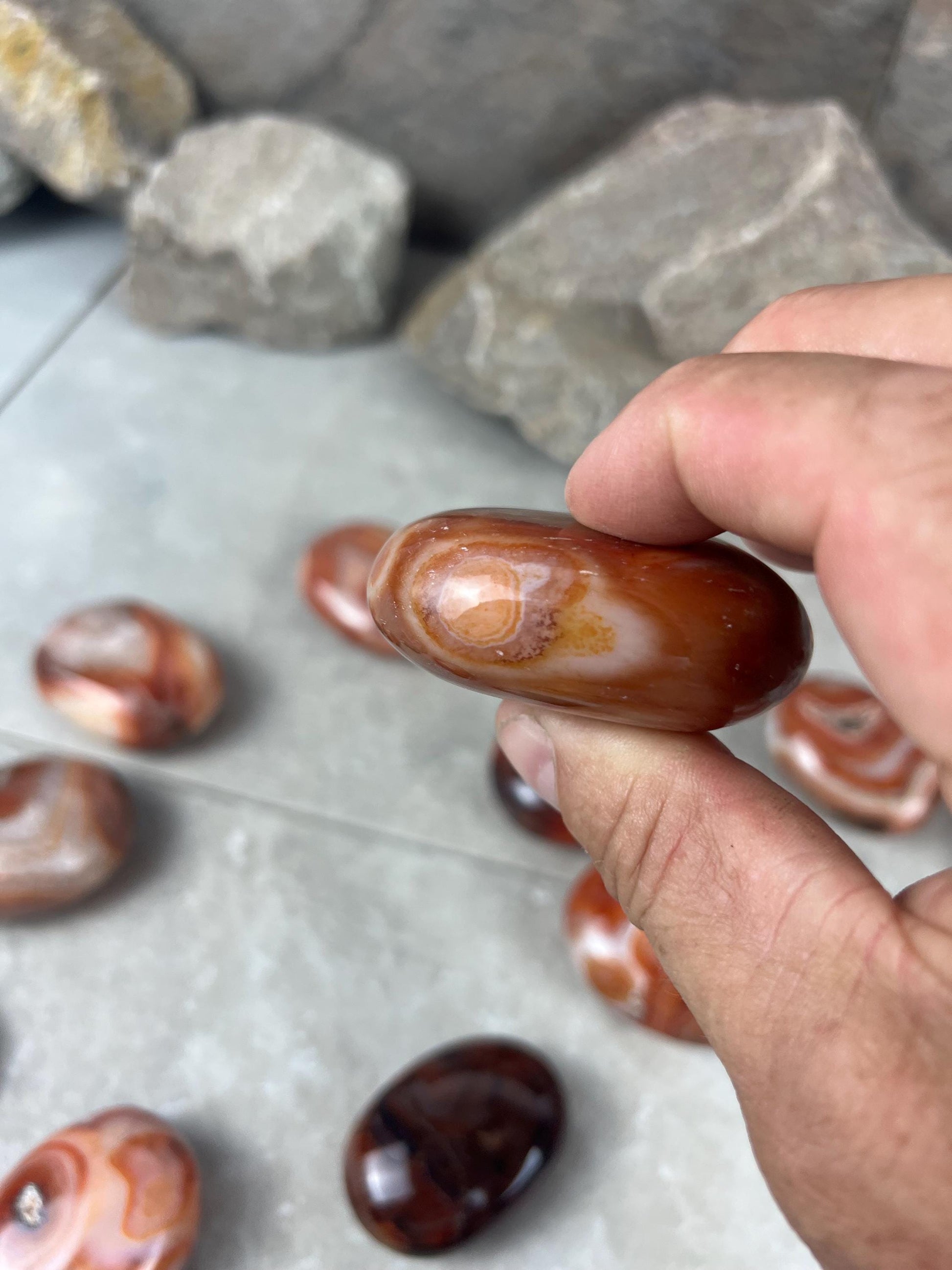 Red Jhama Agate Palm Stone: Anxiety Relief Healing Crystal