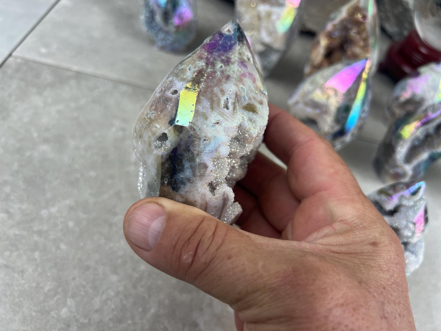 Angel Aura Quartz Carved Polished Statues Carved Crystal Distraction Pocket Worry Anxiety Home Gift Drusy Christmas Meditation Birthday