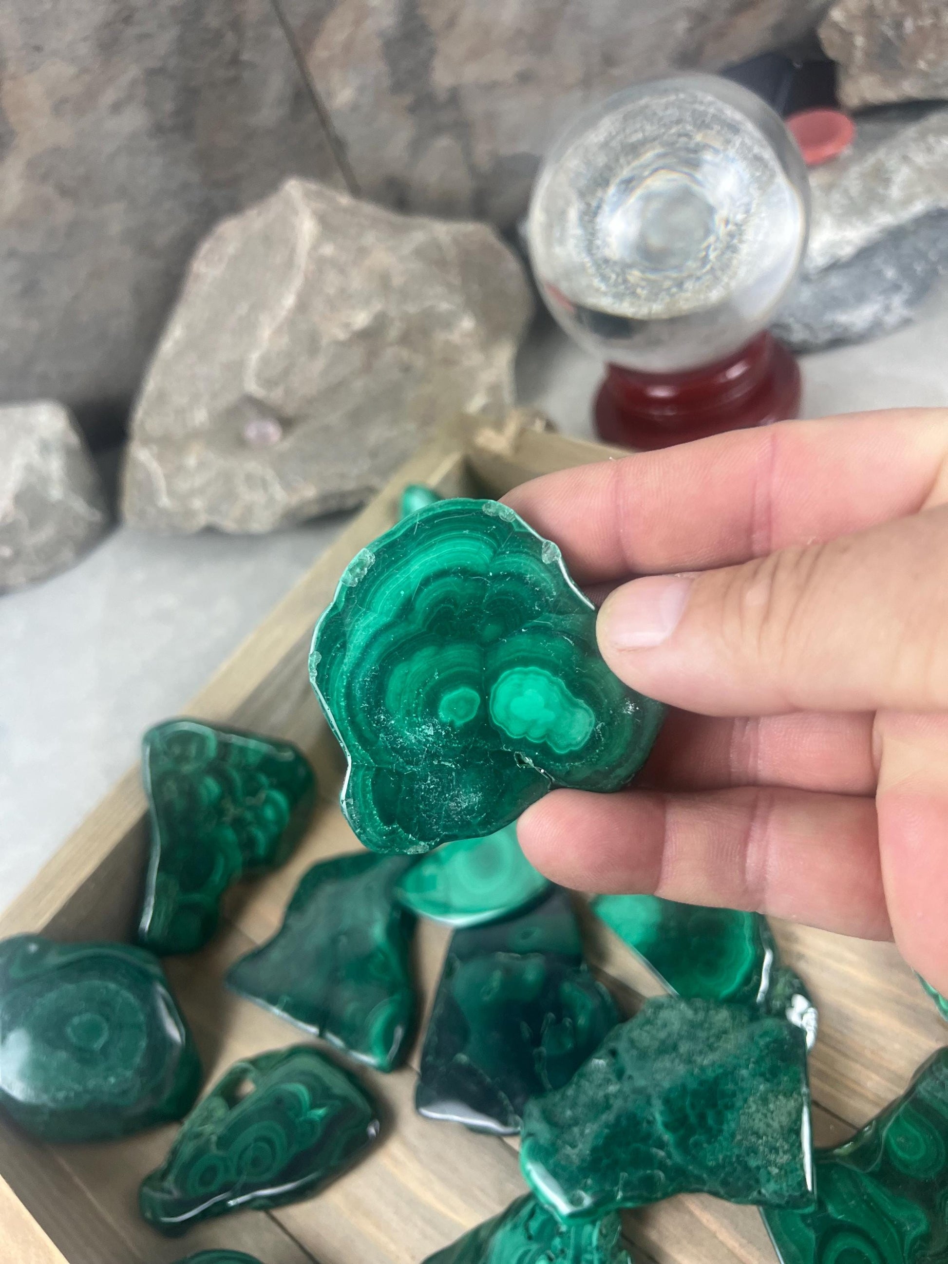 Afghan Malachite Slices Natural Polished Slices Smooth Polished Carved Crystal Distraction from Anxiety or Worry Home Decor Holiday Birthday