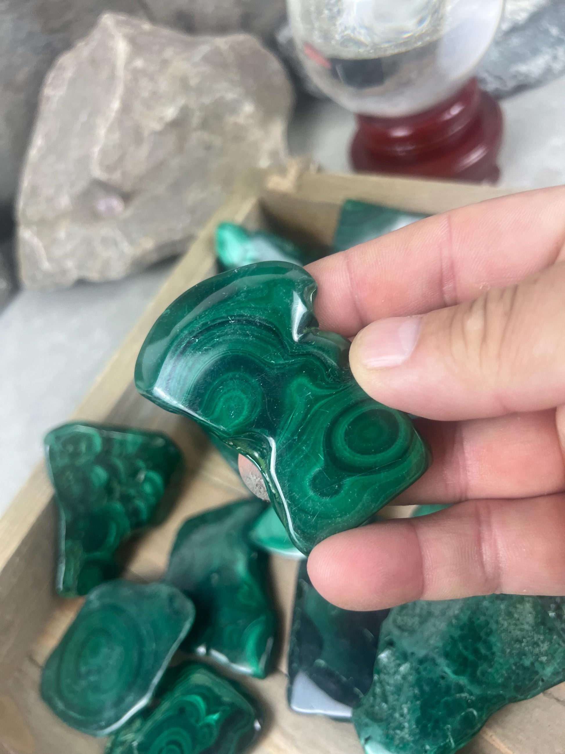 Afghan Malachite Slices Natural Polished Slices Smooth Polished Carved Crystal Distraction from Anxiety or Worry Home Decor Holiday Birthday