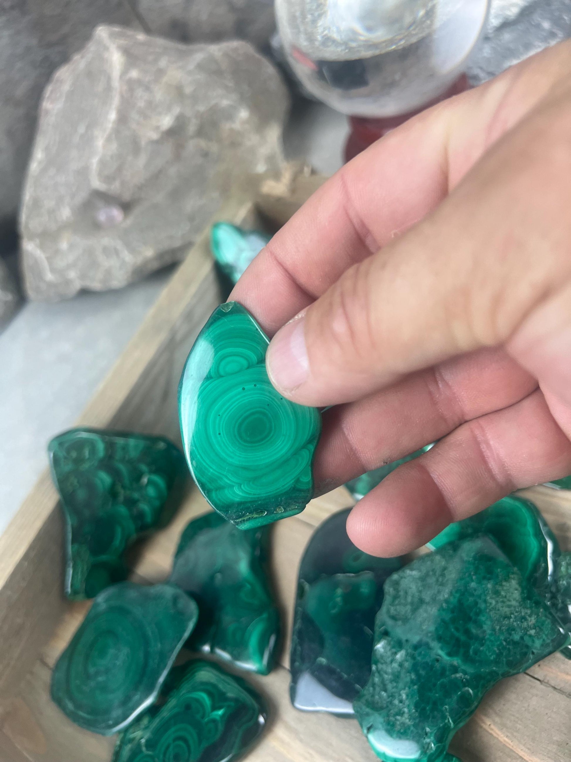 Afghan Malachite Slices Natural Polished Slices Smooth Polished Carved Crystal Distraction from Anxiety or Worry Home Decor Holiday Birthday