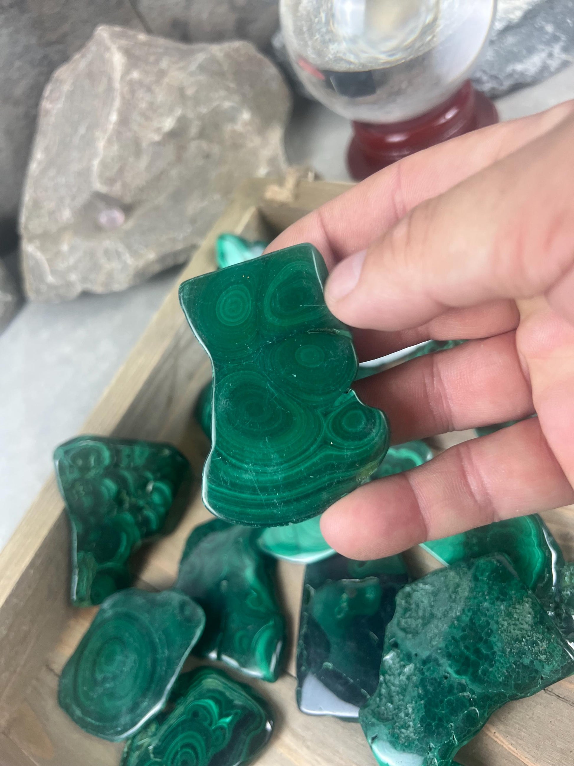 Afghan Malachite Slices Natural Polished Slices Smooth Polished Carved Crystal Distraction from Anxiety or Worry Home Decor Holiday Birthday