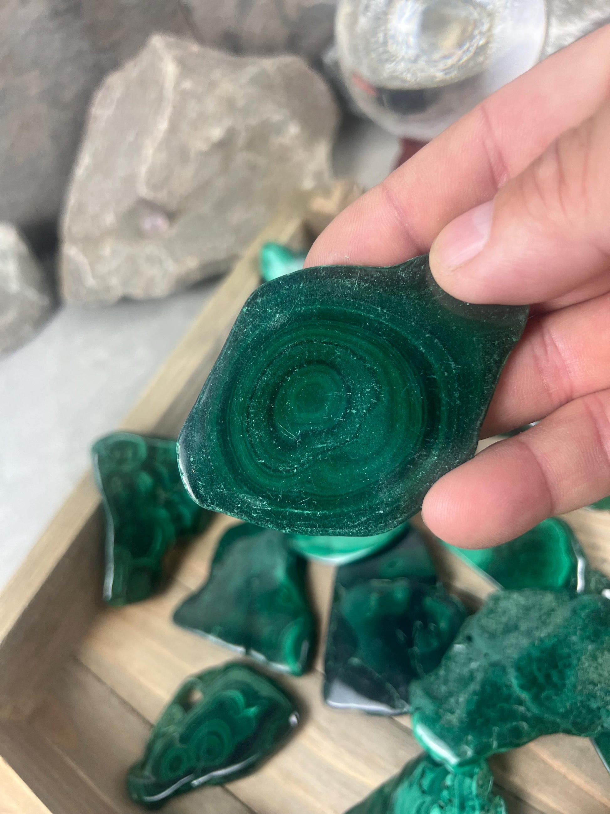 Afghan Malachite Slices Natural Polished Slices Smooth Polished Carved Crystal Distraction from Anxiety or Worry Home Decor Holiday Birthday