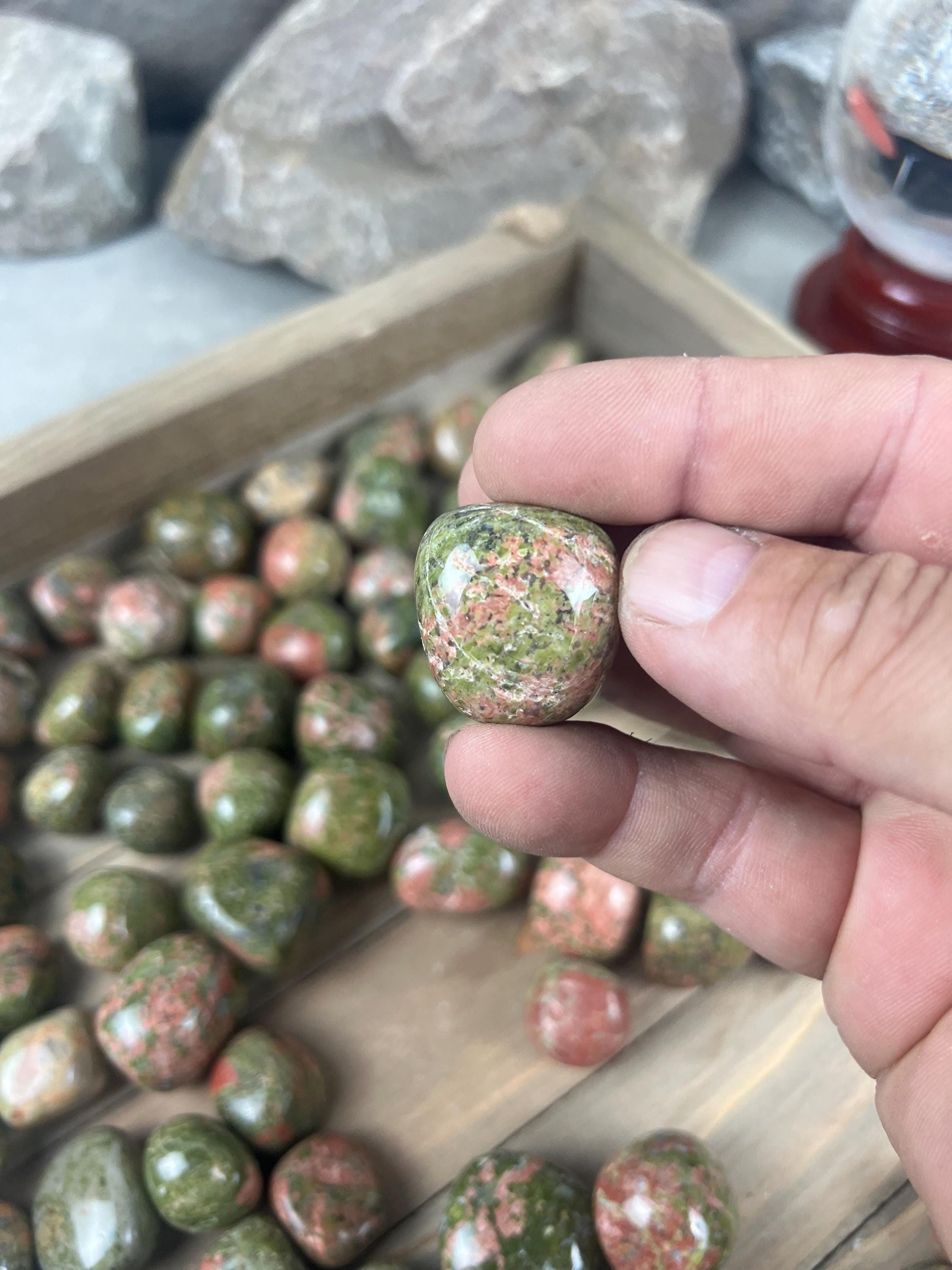 Unakite Tumble Smooth anxiety polished rock tumbled pocket crystal worry palm stone Christmas Home Decor Holiday Birthday Gift