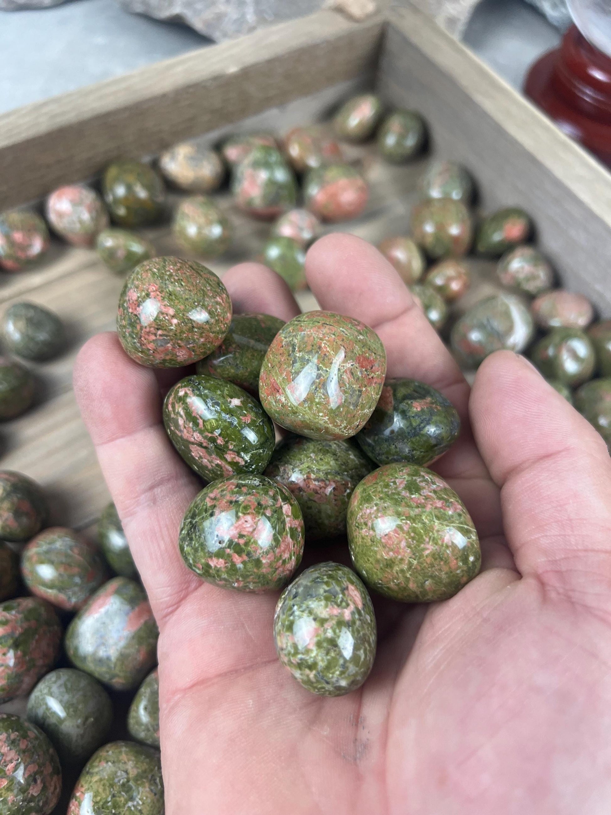 Unakite Tumble Smooth anxiety polished rock tumbled pocket crystal worry palm stone Christmas Home Decor Holiday Birthday Gift