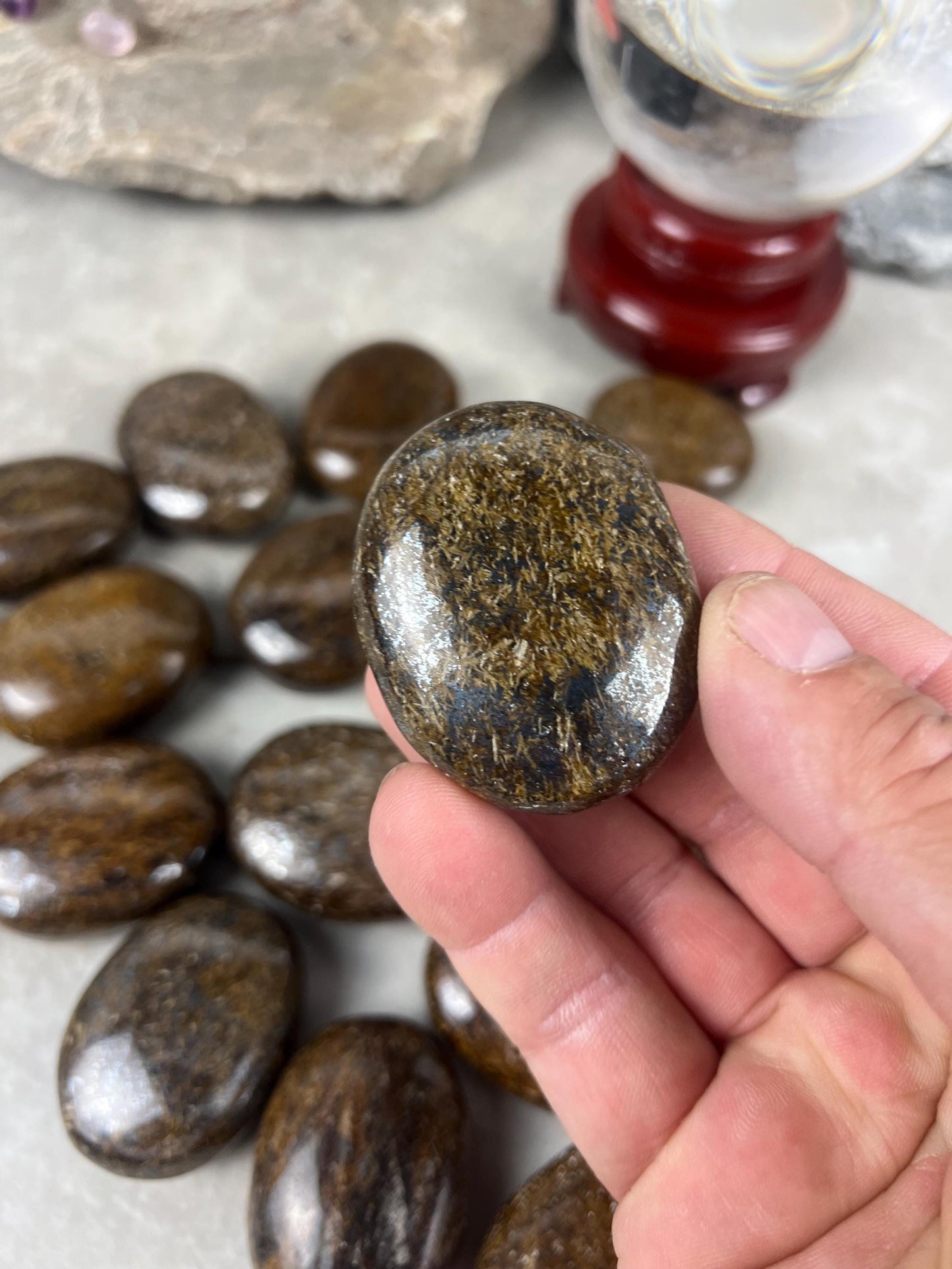 Polished Magnesium Bronzite Palm Stone Anxiety Worry Meditation Decor Home Christmas Birthday