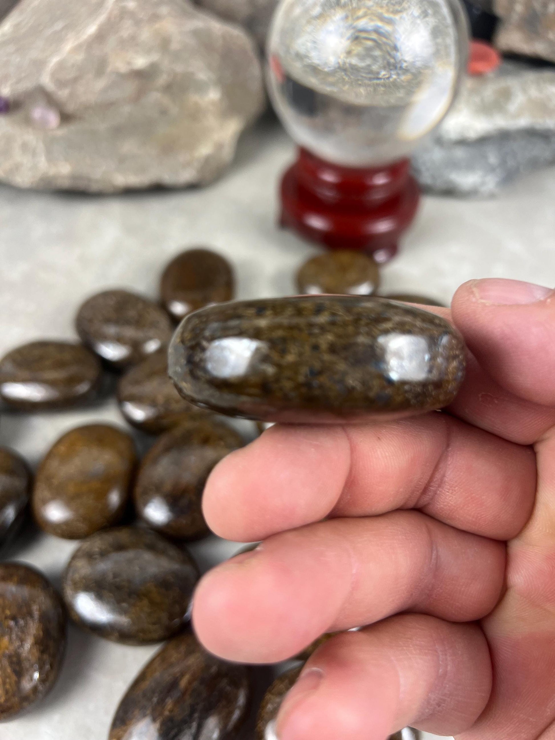 Polished Magnesium Bronzite Palm Stone Anxiety Worry Meditation Decor Home Christmas Birthday
