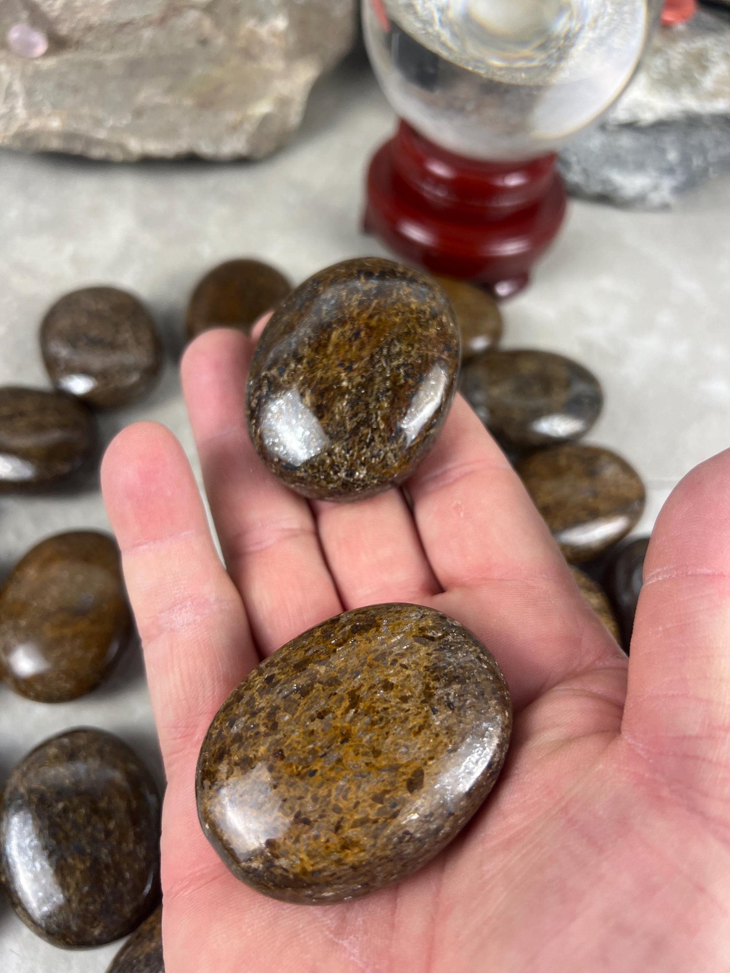 Polished Magnesium Bronzite Palm Stone Anxiety Worry Meditation Decor Home Christmas Birthday