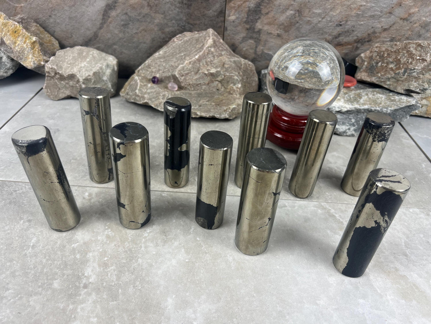 Spanish Iron Pyrite Crystal Rod: Polished Home Decor, Meditation