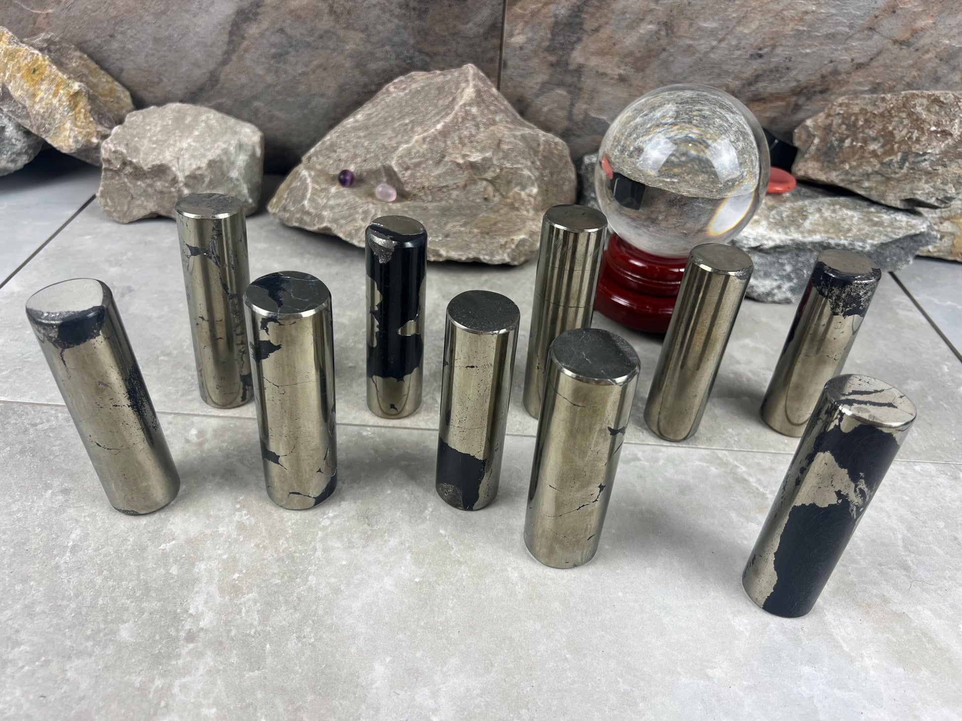Spanish Iron Pyrite Crystal Rod: Polished Home Decor, Meditation