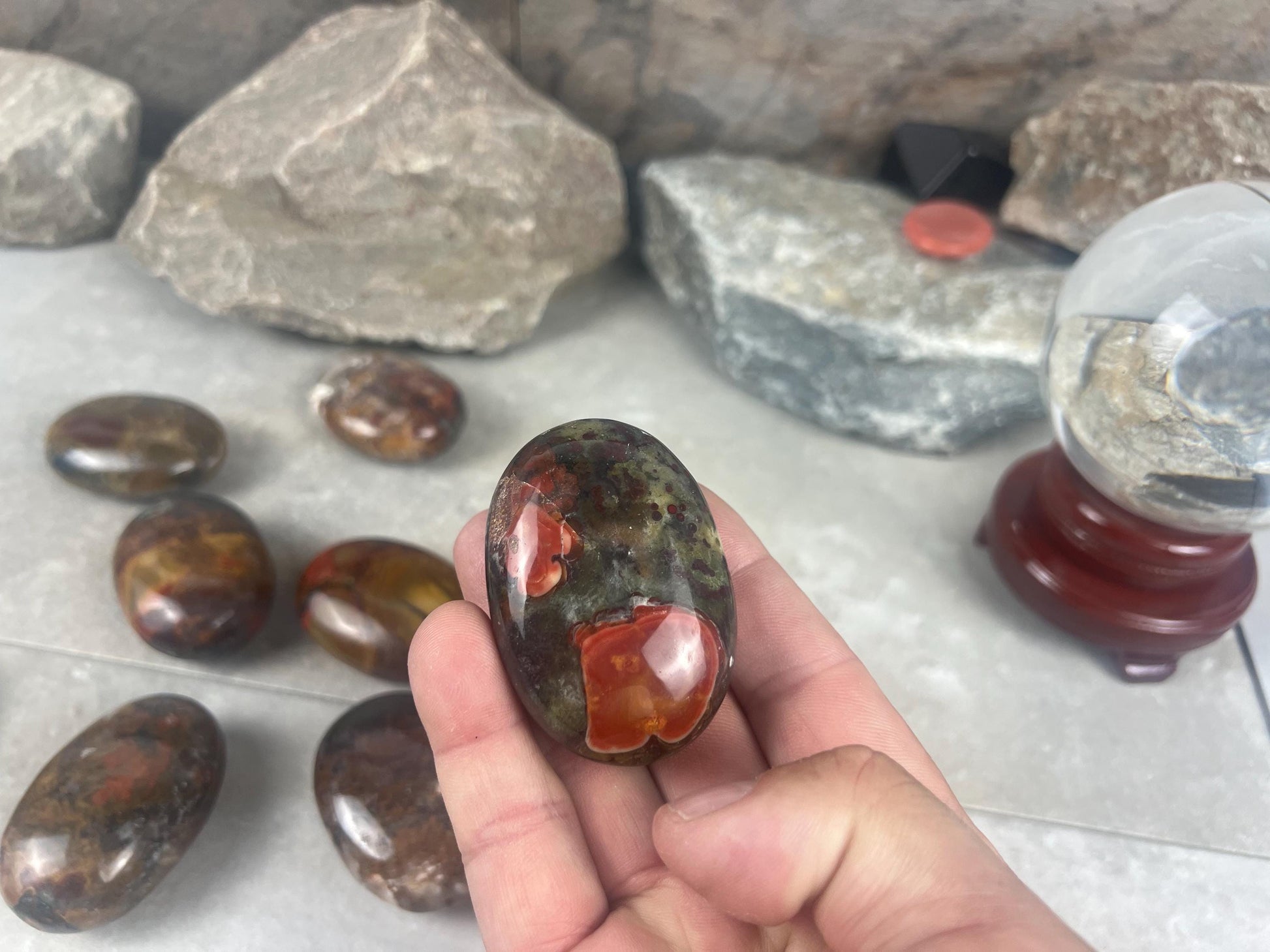 Gujarat India Sea Jasper Palm Stone: Polished Crystal Worry Stone