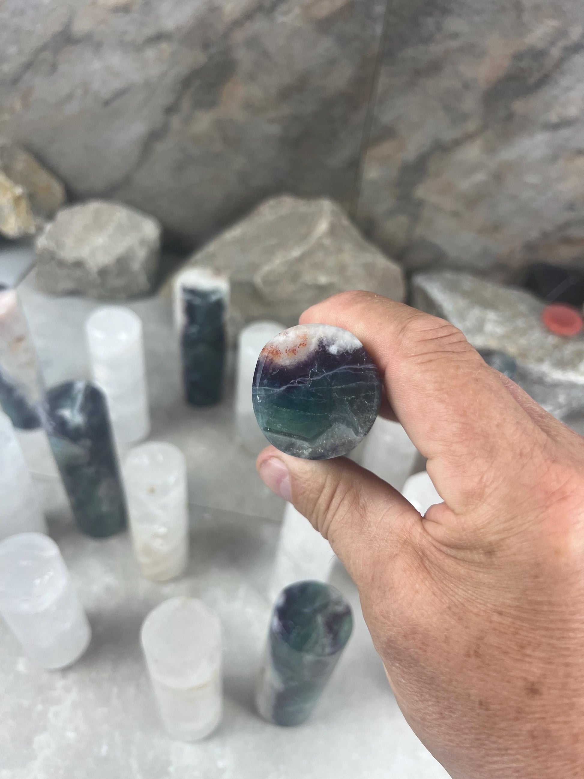 Chihuahua Mexico Rainbow Fluorite Crystal Rods for Focus Anxiety Meditation Christmas Polished Birthday Gift