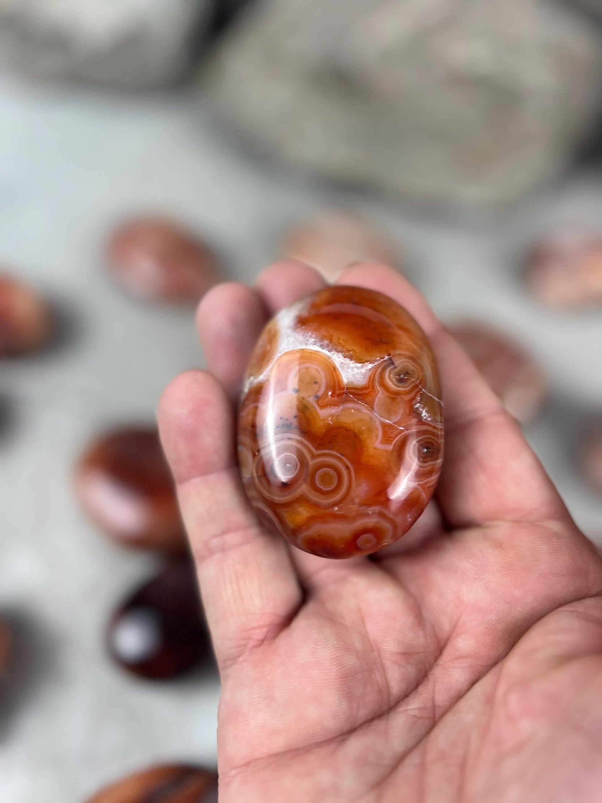 Red Jhama Agate Palm Stone: Anxiety Relief Healing Crystal