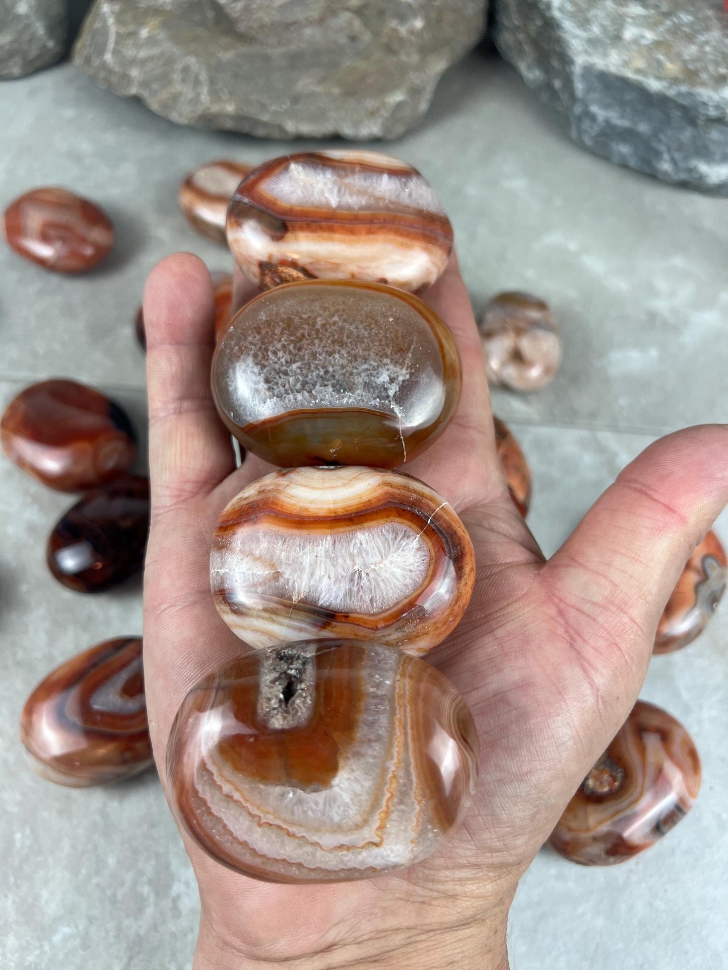 Red Jhama Agate Palm Stone: Anxiety Relief Healing Crystal