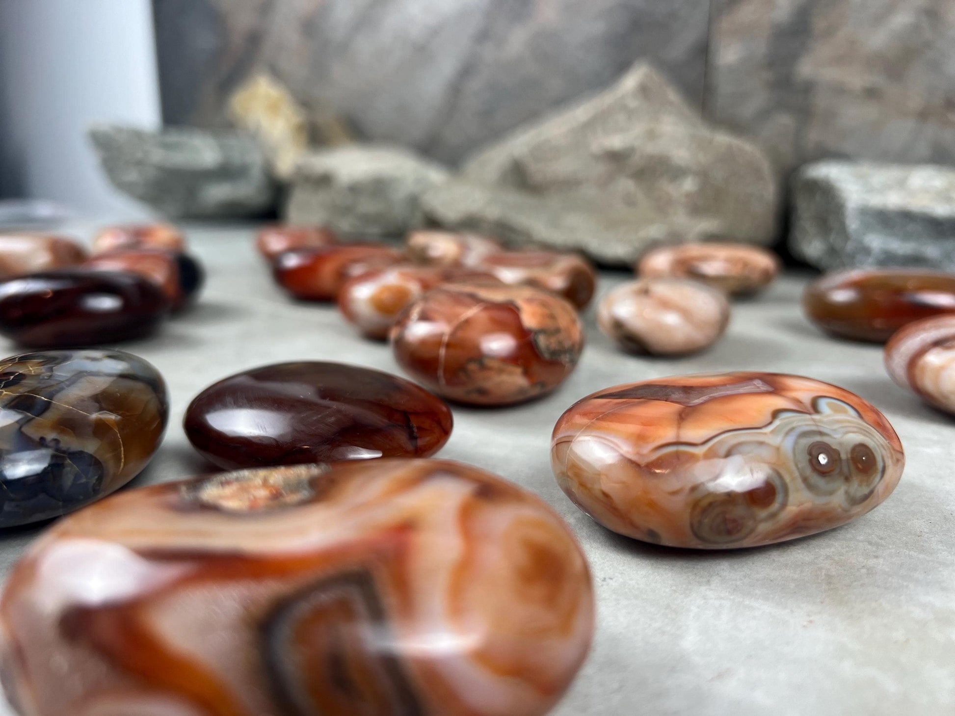 Red Jhama Agate Palm Stone: Anxiety Relief Healing Crystal