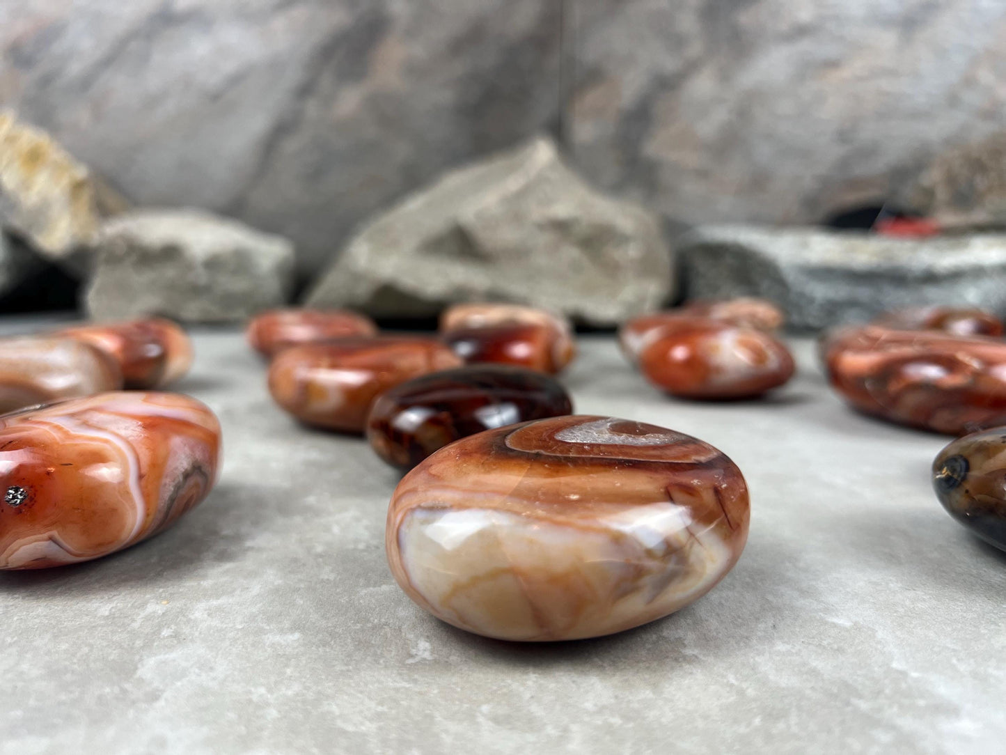 Red Jhama Agate Palm Stone: Anxiety Relief Healing Crystal