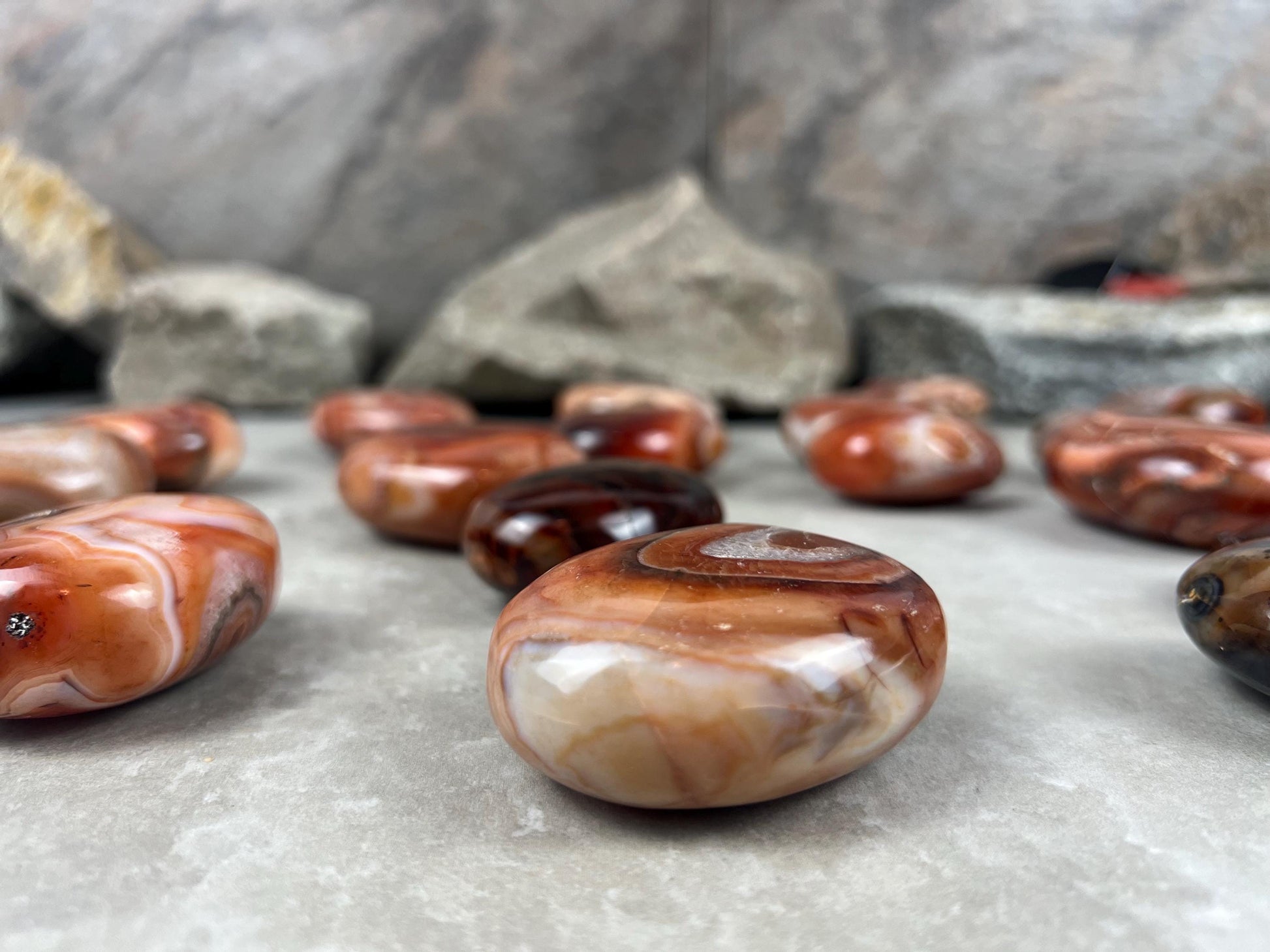 Red Jhama Agate Palm Stone: Anxiety Relief Healing Crystal