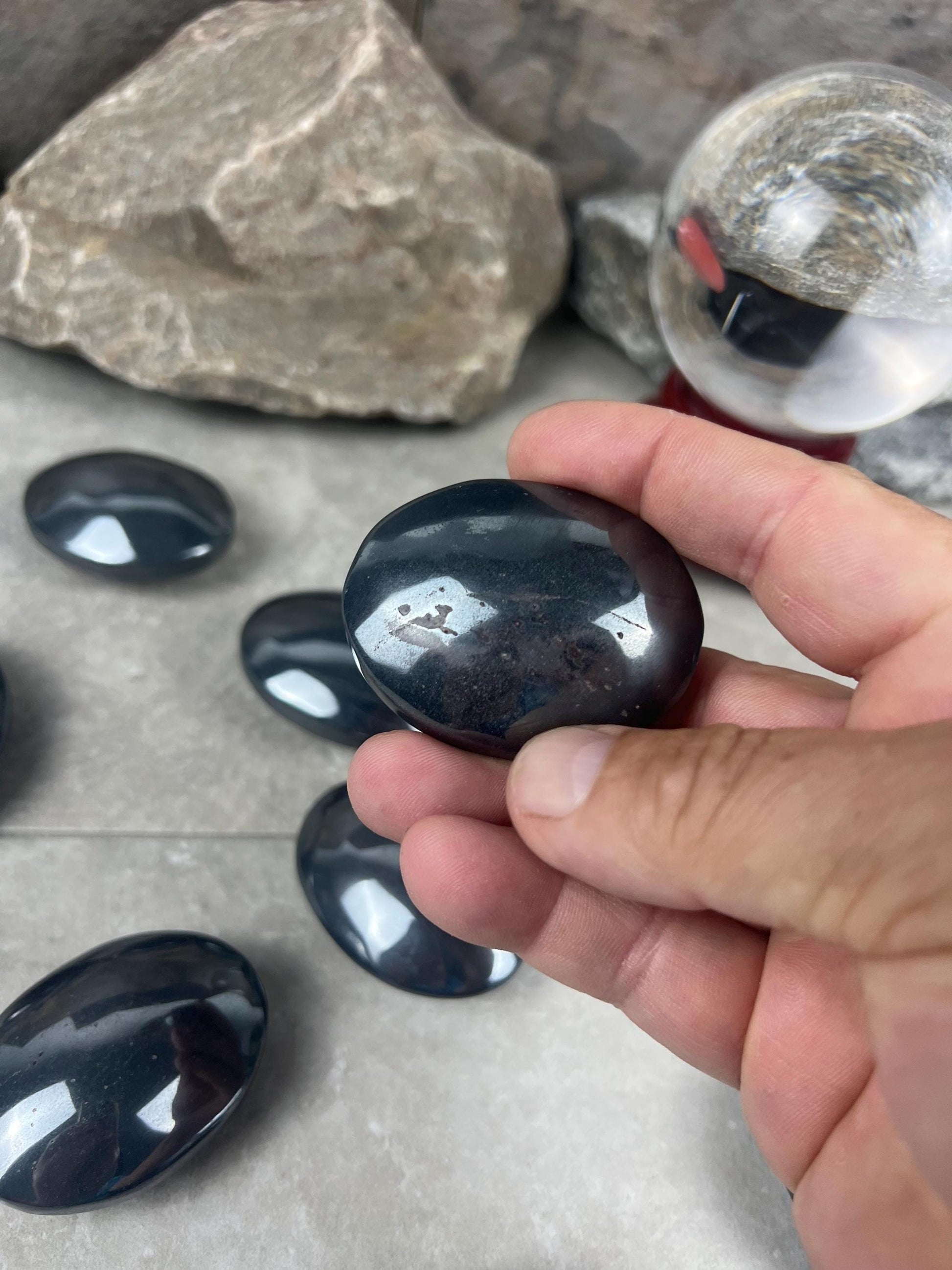 Pilbara Australian Dense Polished Hematite Palm Stone Anxiety Worry Meditation Decor