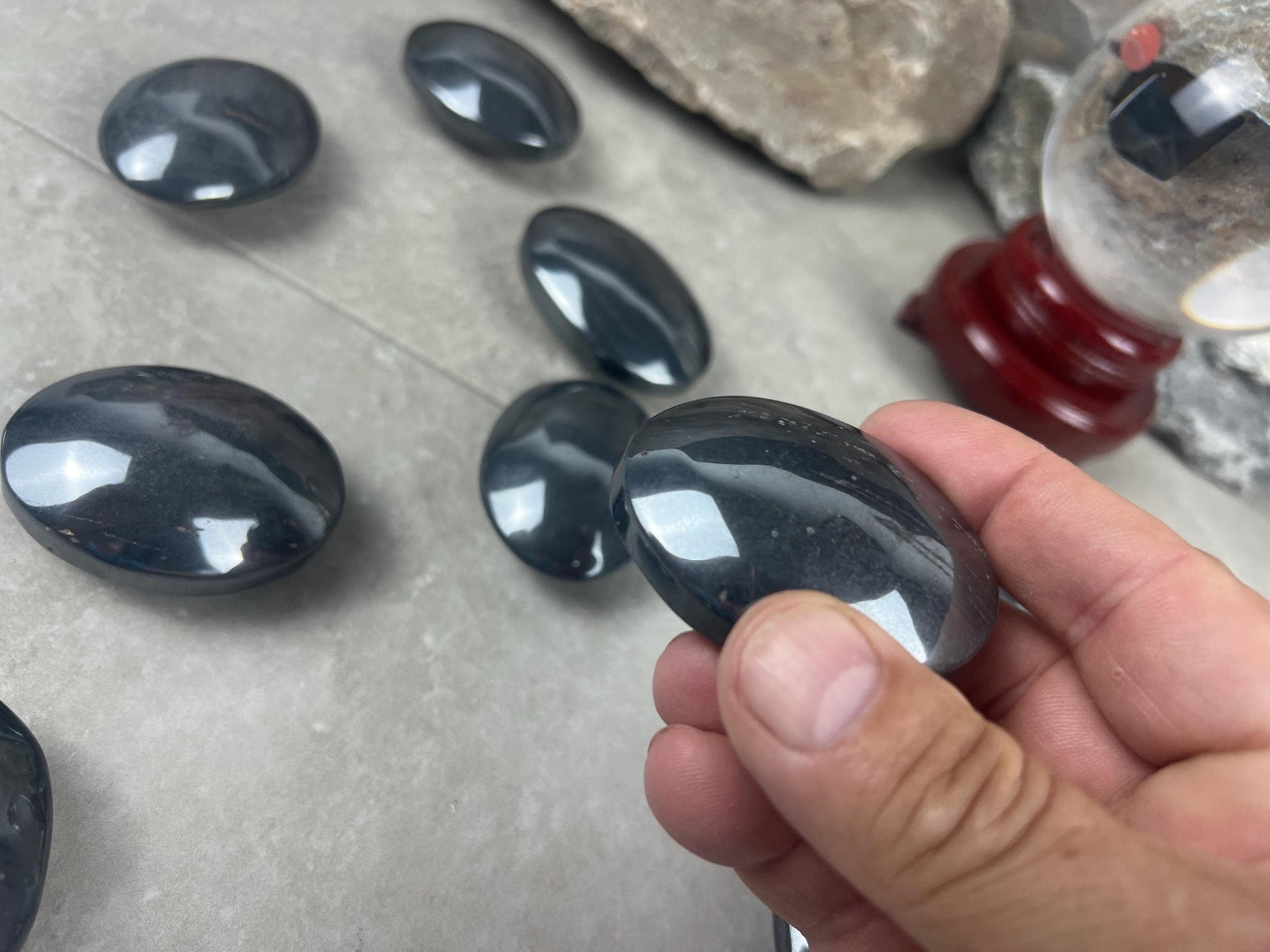 Pilbara Australian Dense Polished Hematite Palm Stone Anxiety Worry Meditation Decor