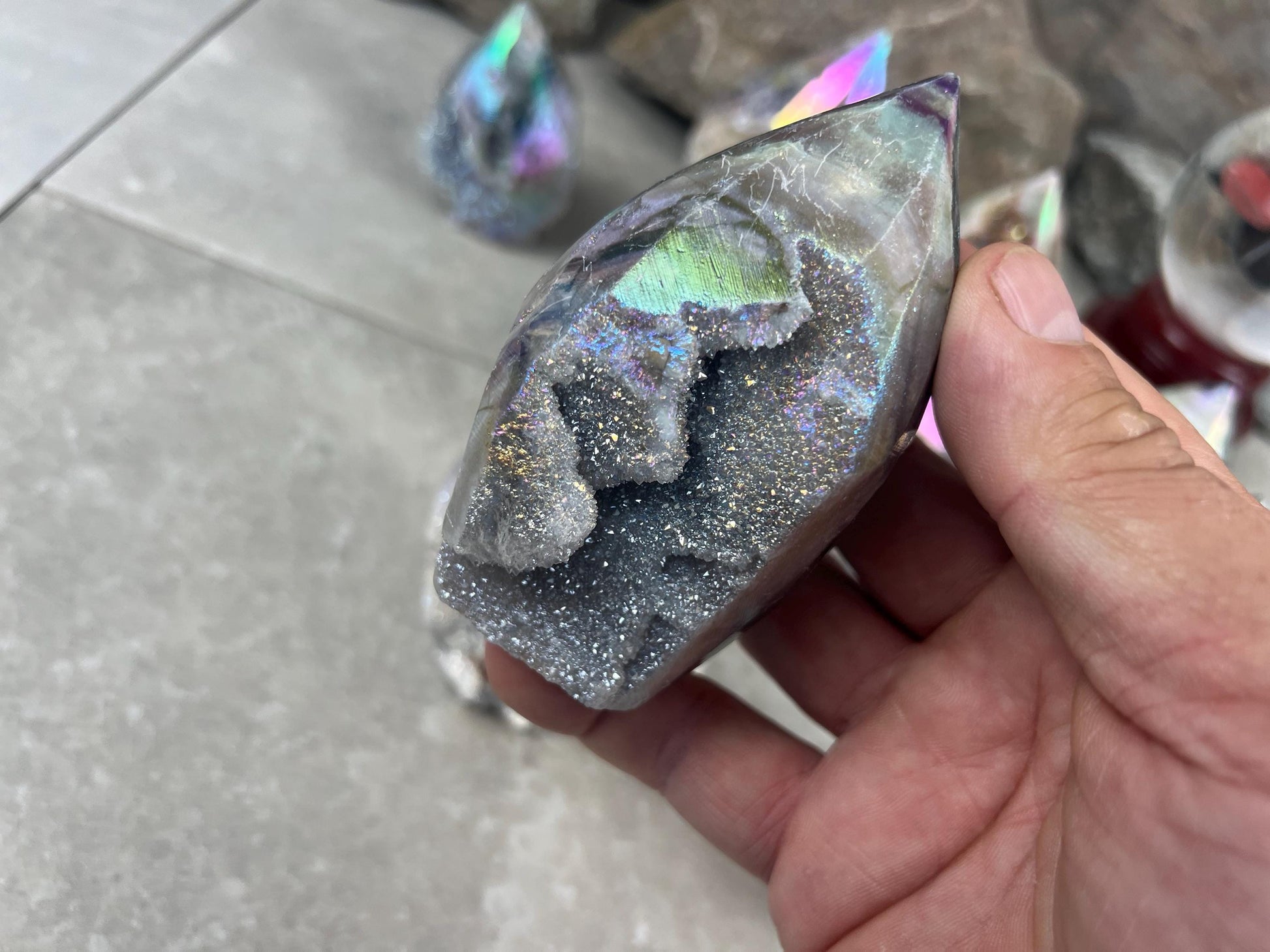 Angel Aura Quartz Carved Polished Statues Carved Crystal Distraction Pocket Worry Anxiety Home Gift Drusy Christmas Meditation Birthday