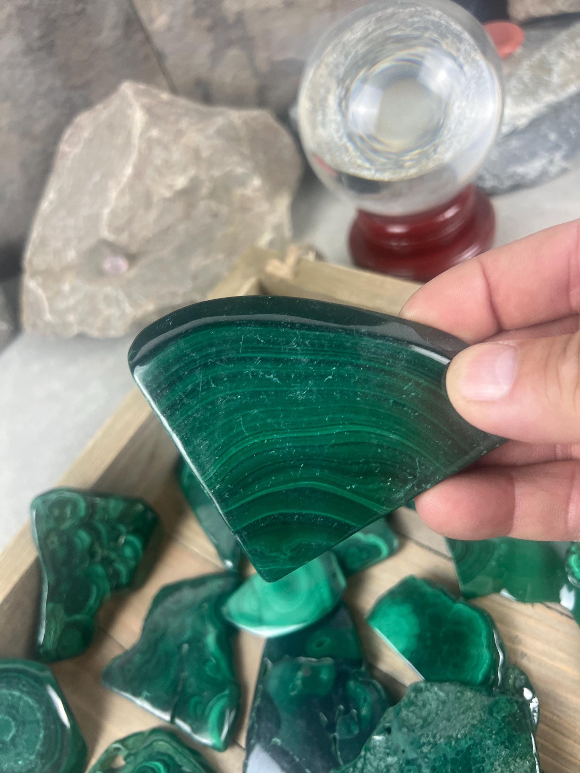 Afghan Malachite Slices Natural Polished Slices Smooth Polished Carved Crystal Distraction from Anxiety or Worry Home Decor Holiday Birthday