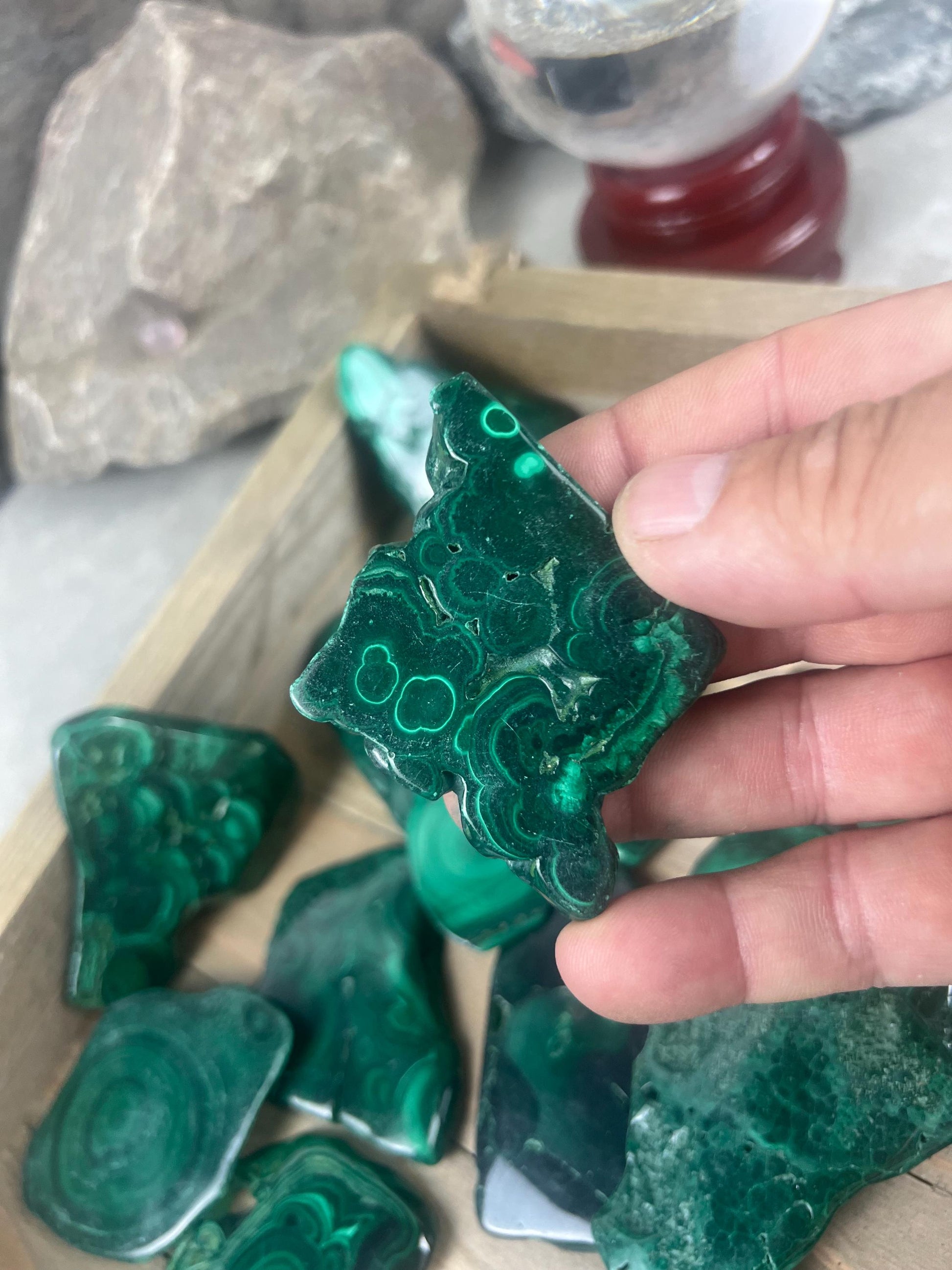 Afghan Malachite Slices Natural Polished Slices Smooth Polished Carved Crystal Distraction from Anxiety or Worry Home Decor Holiday Birthday