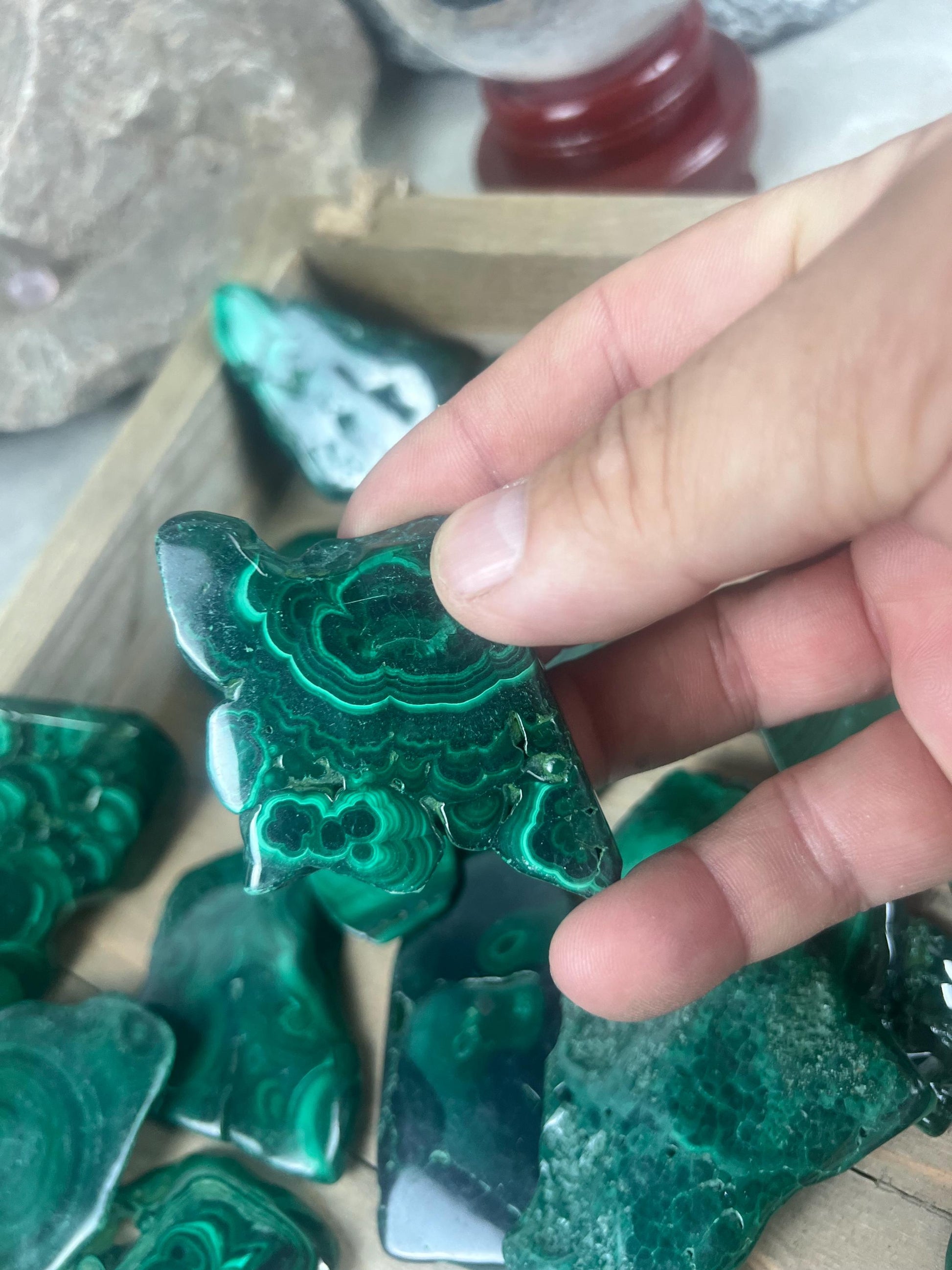 Afghan Malachite Slices Natural Polished Slices Smooth Polished Carved Crystal Distraction from Anxiety or Worry Home Decor Holiday Birthday