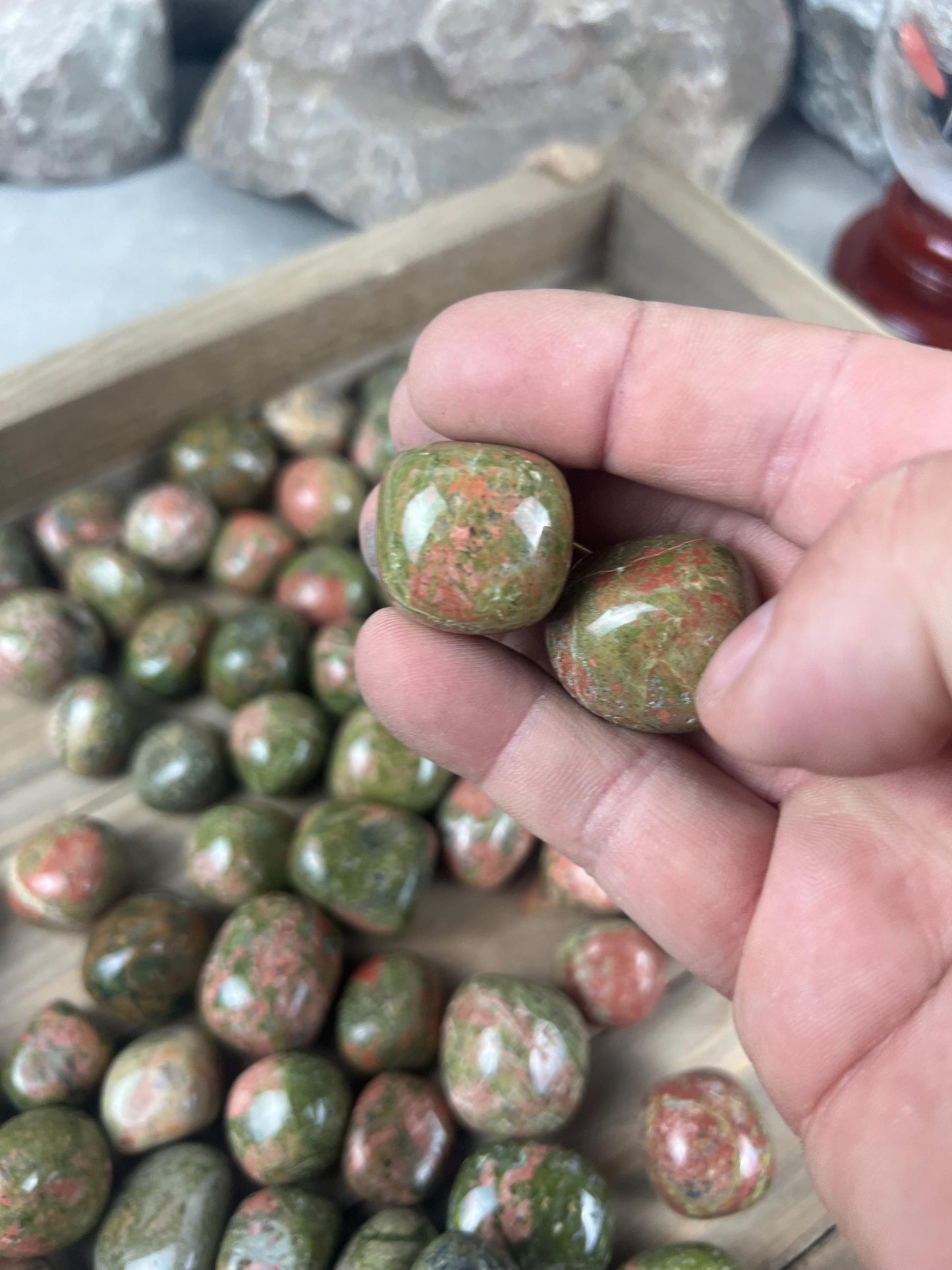 Unakite Tumble Smooth anxiety polished rock tumbled pocket crystal worry palm stone Christmas Home Decor Holiday Birthday Gift