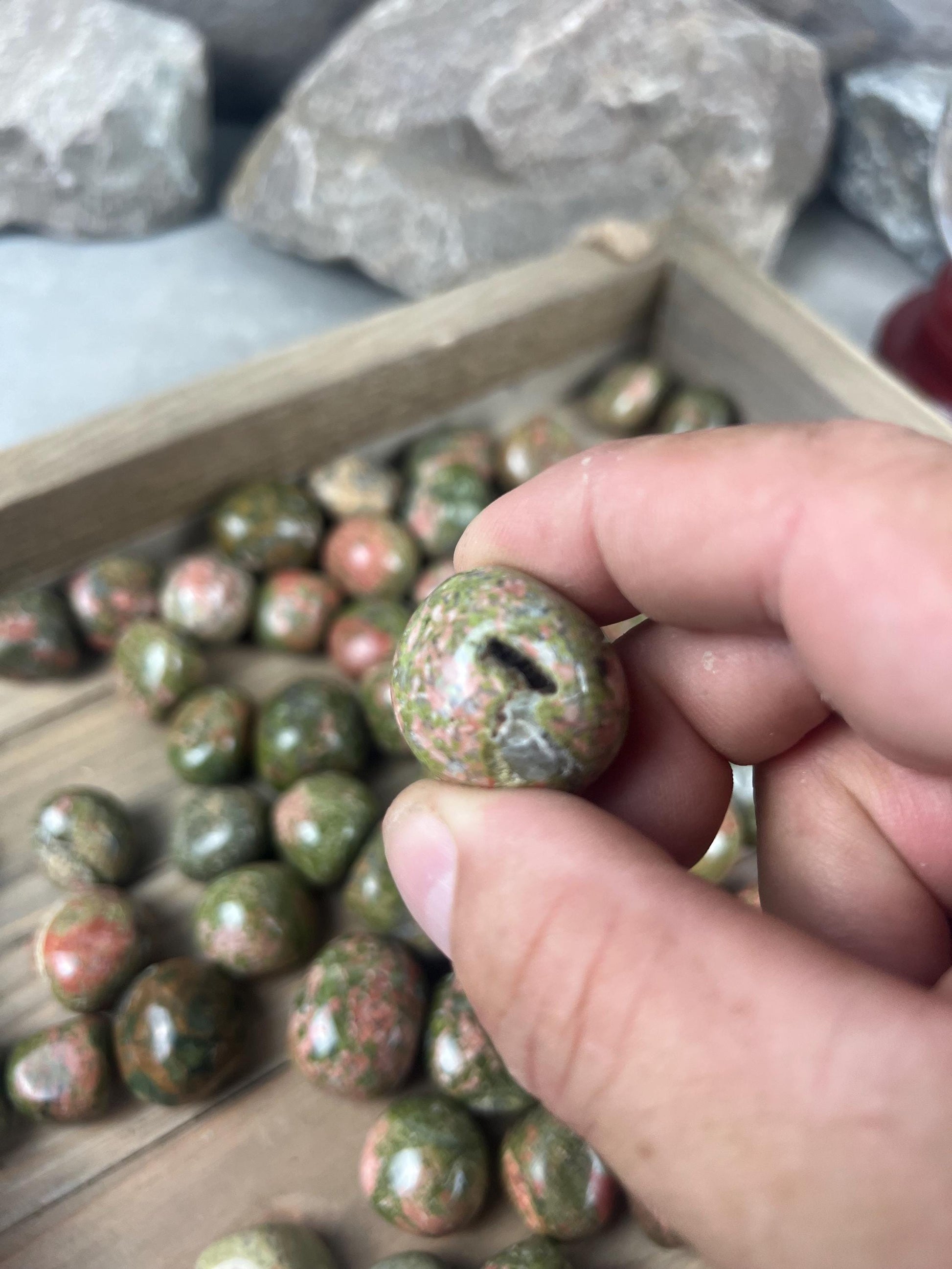 Unakite Tumble Smooth anxiety polished rock tumbled pocket crystal worry palm stone Christmas Home Decor Holiday Birthday Gift