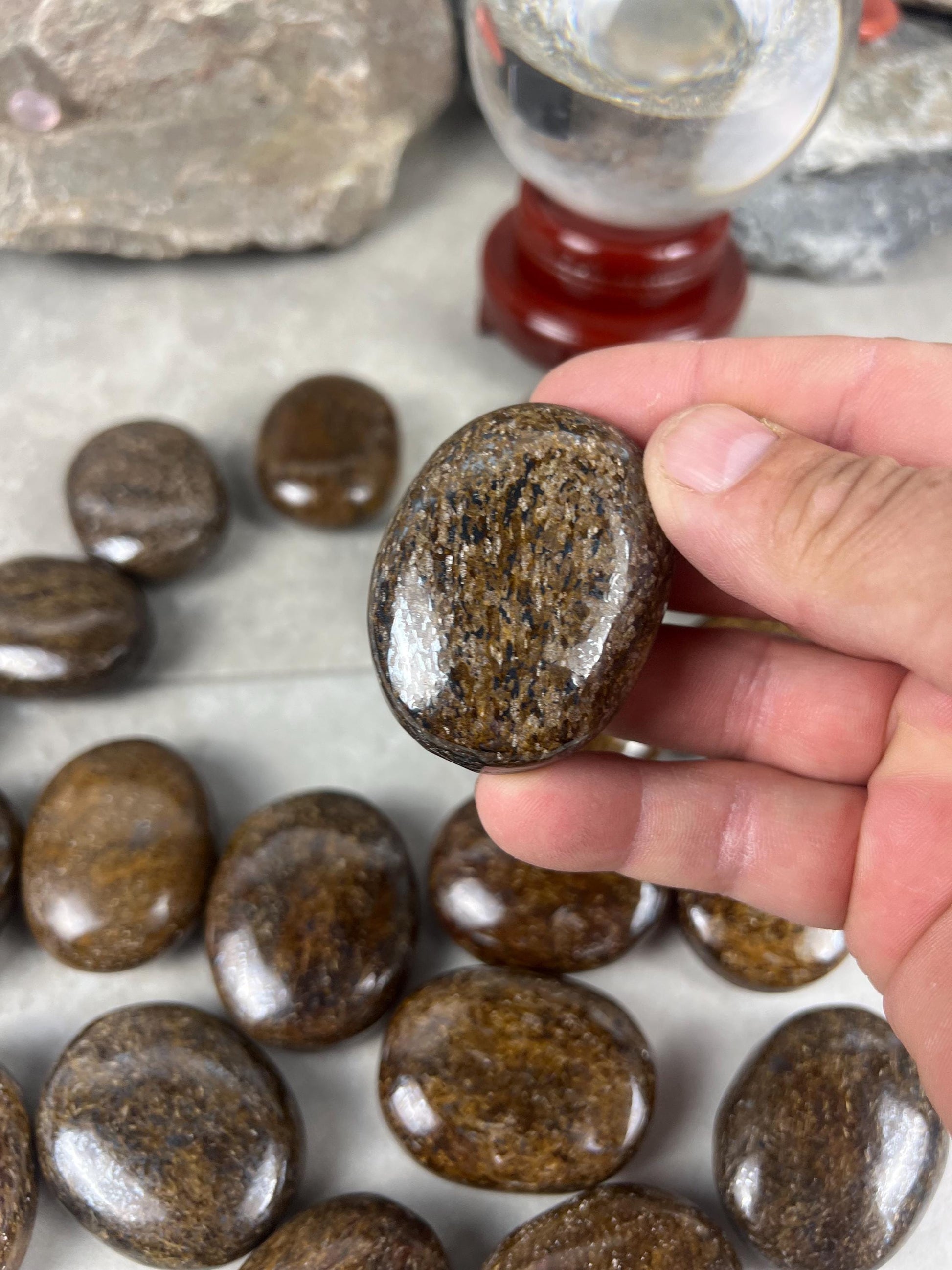 Polished Magnesium Bronzite Palm Stone Anxiety Worry Meditation Decor Home Christmas Birthday