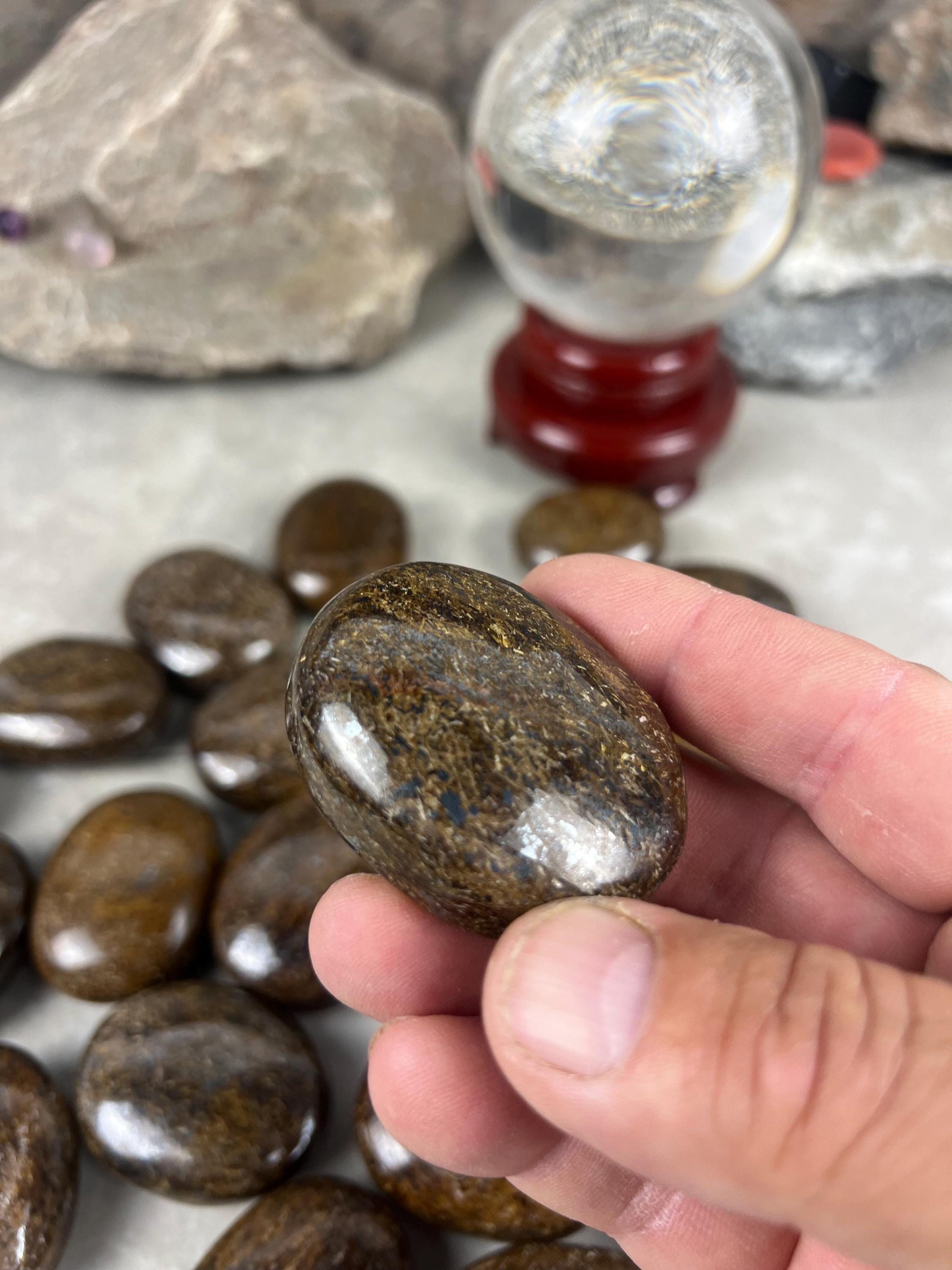 Polished Magnesium Bronzite Palm Stone Anxiety Worry Meditation Decor Home Christmas Birthday