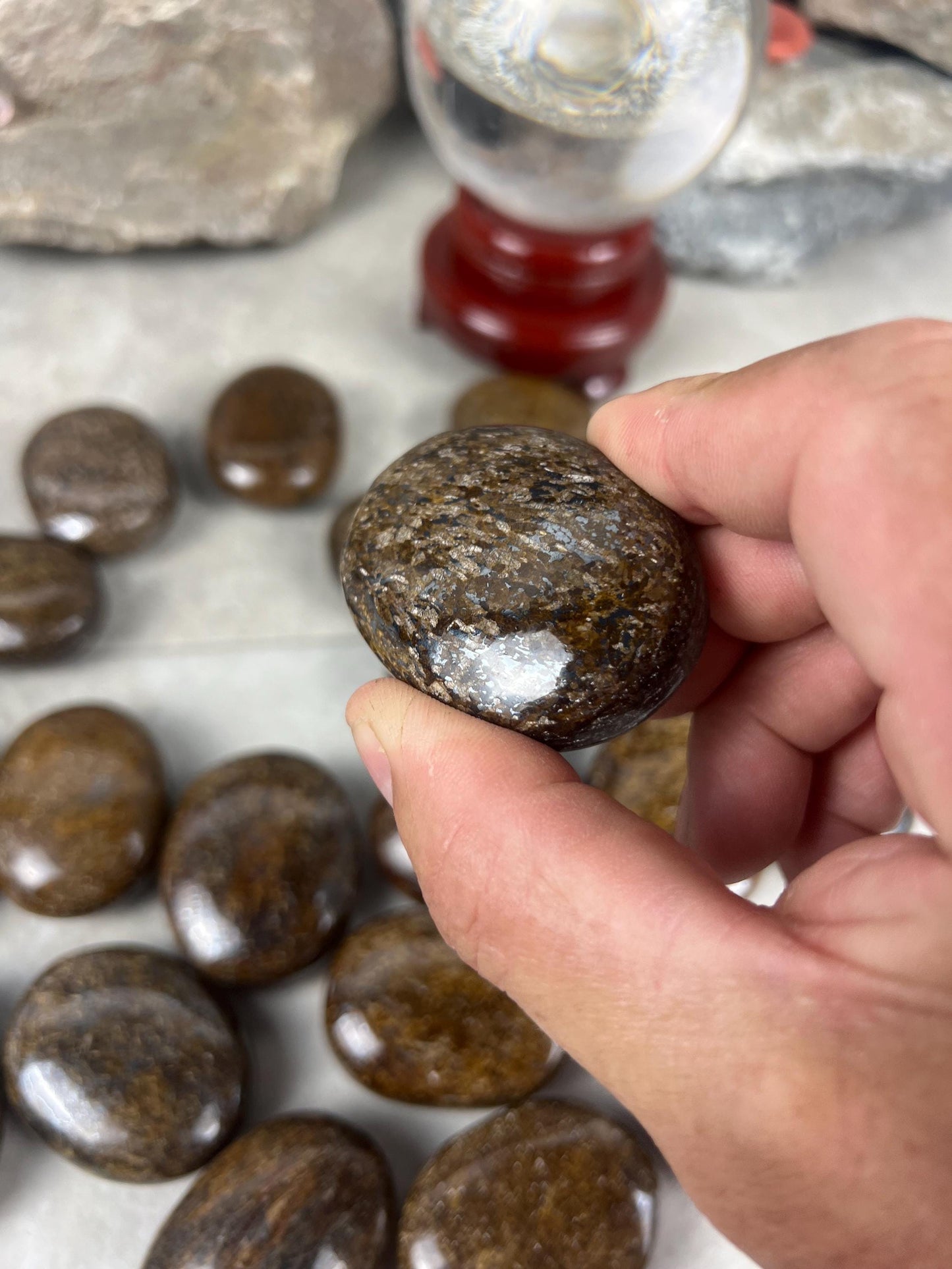 Polished Magnesium Bronzite Palm Stone Anxiety Worry Meditation Decor Home Christmas Birthday