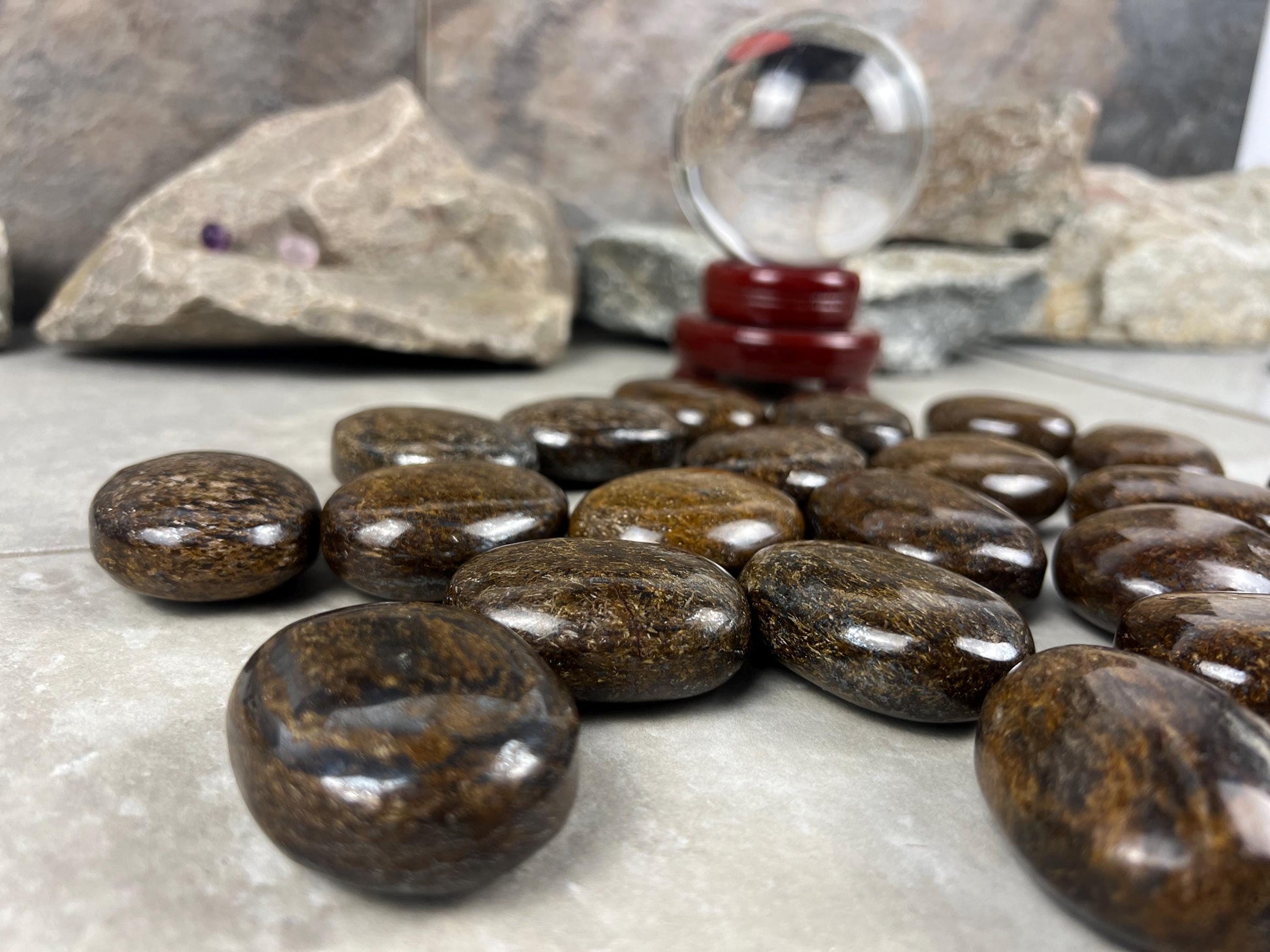Polished Magnesium Bronzite Palm Stone Anxiety Worry Meditation Decor Home Christmas Birthday