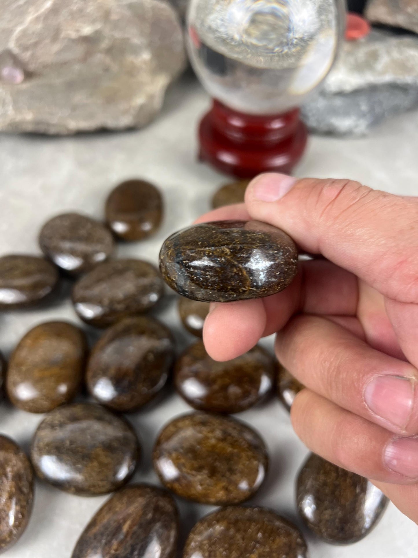 Polished Magnesium Bronzite Palm Stone Anxiety Worry Meditation Decor Home Christmas Birthday