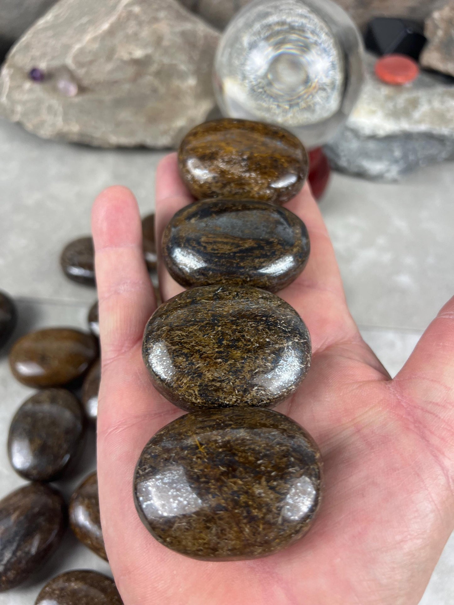 Polished Magnesium Bronzite Palm Stone Anxiety Worry Meditation Decor Home Christmas Birthday