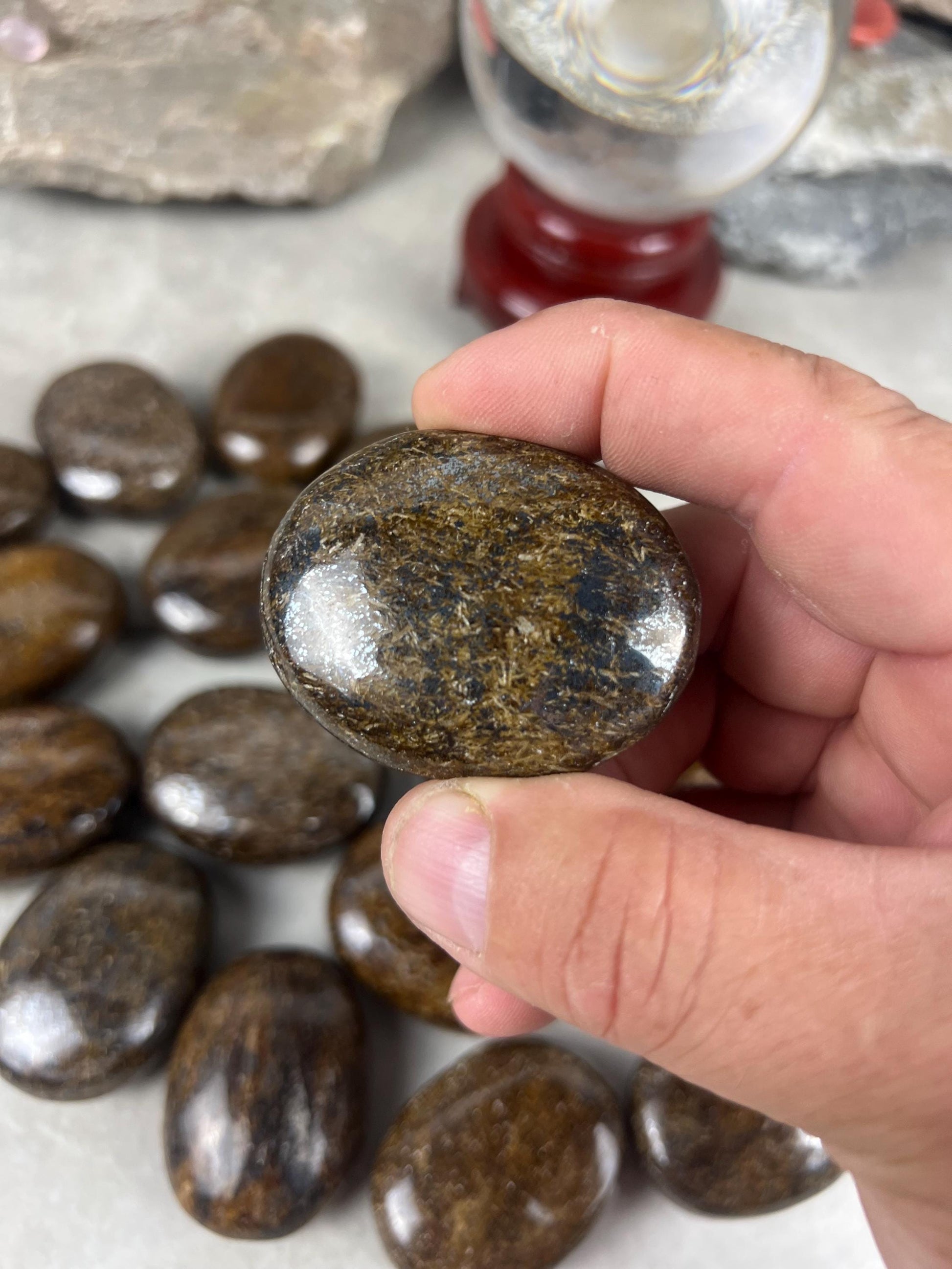 Polished Magnesium Bronzite Palm Stone Anxiety Worry Meditation Decor Home Christmas Birthday