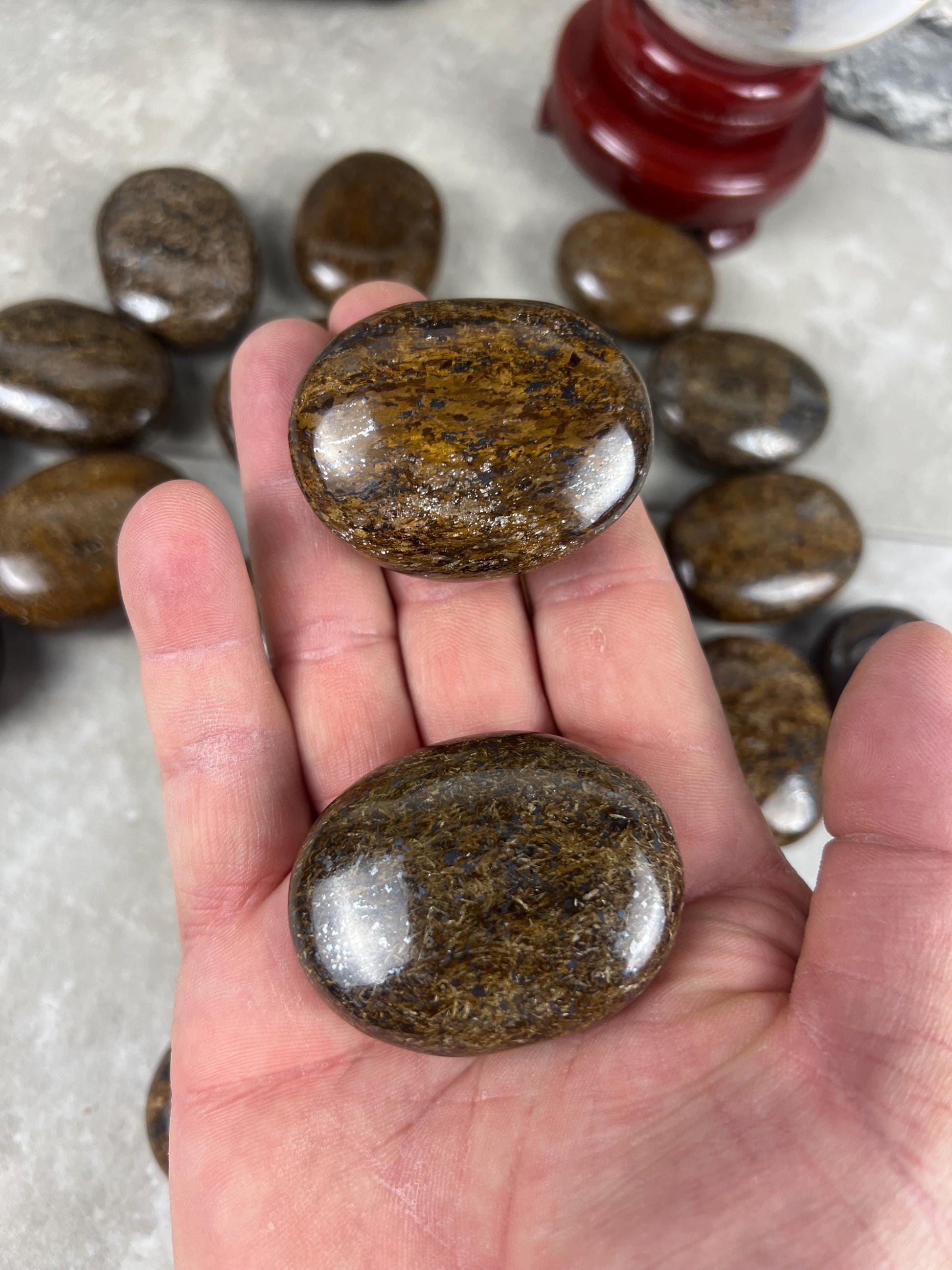 Polished Magnesium Bronzite Palm Stone Anxiety Worry Meditation Decor Home Christmas Birthday