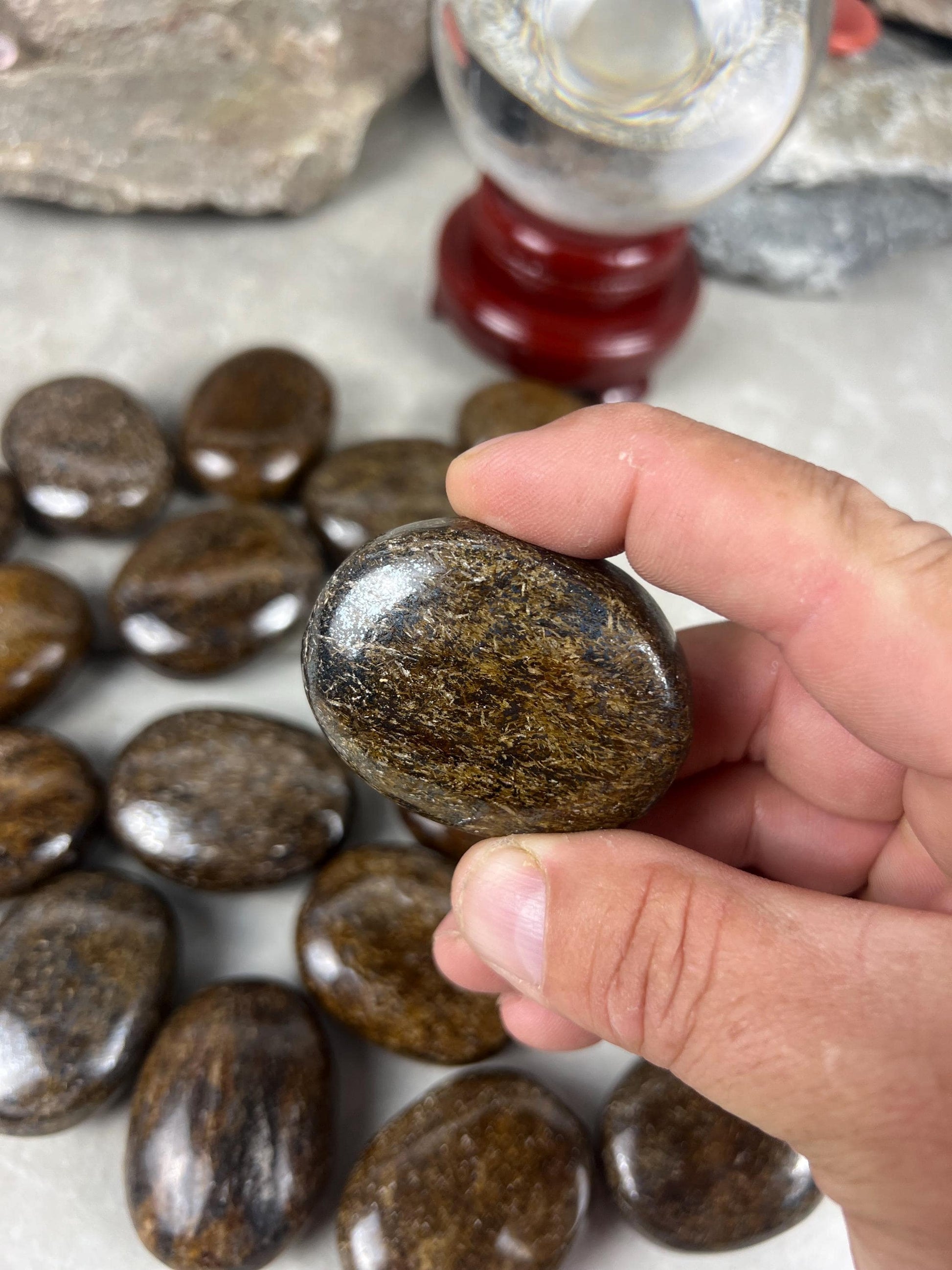 Polished Magnesium Bronzite Palm Stone Anxiety Worry Meditation Decor Home Christmas Birthday