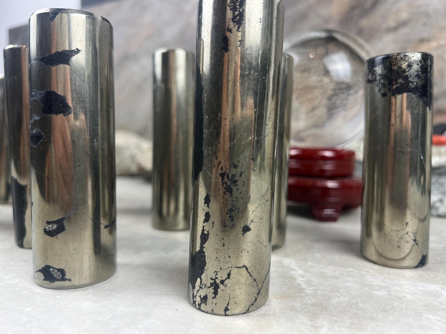 Spanish Iron Pyrite Crystal Rod: Polished Home Decor, Meditation