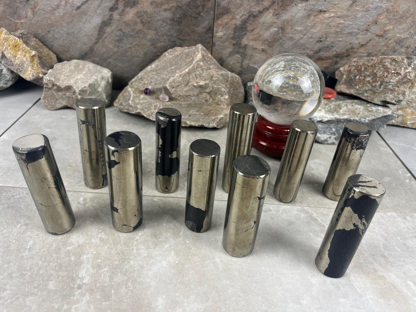 Spanish Iron Pyrite Crystal Rod: Polished Home Decor, Meditation