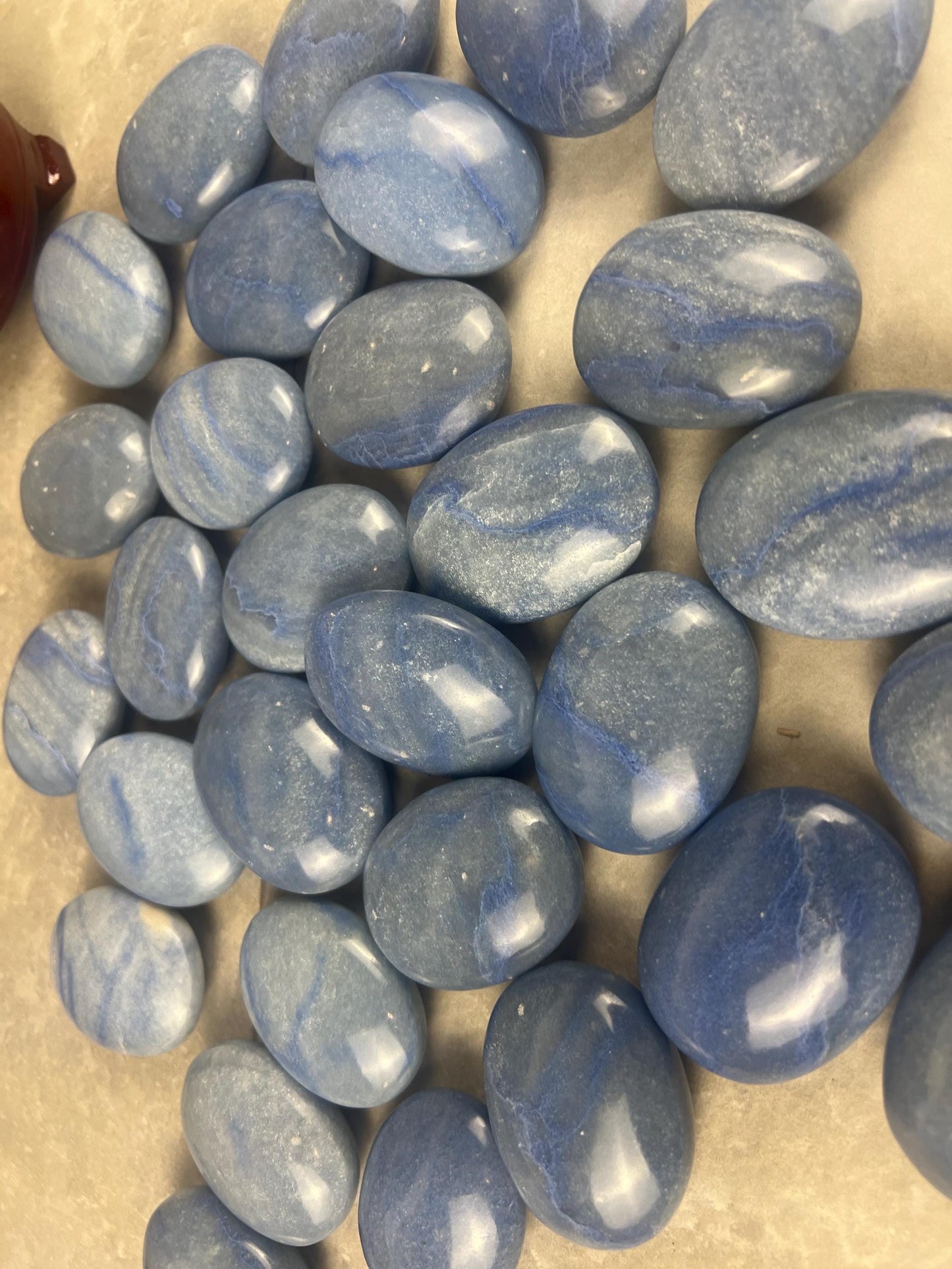 Blue Dumortierite Palm Stone Carved Crystal for Stress Relief Worry Crystal Gift Birthday Christmas