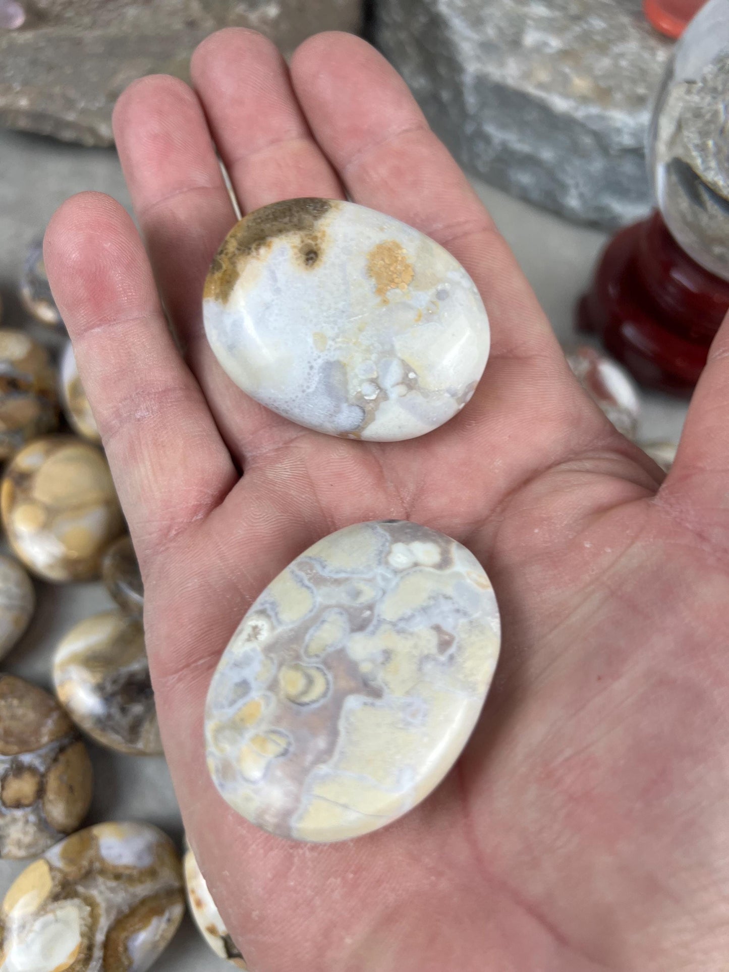 Indian King Cobra Jasper Palm Stone Uttar Pradesh Orbicular Jasper, Natural Crystal Home Decor Worry Pocket Stress Anxiety Palm Stone